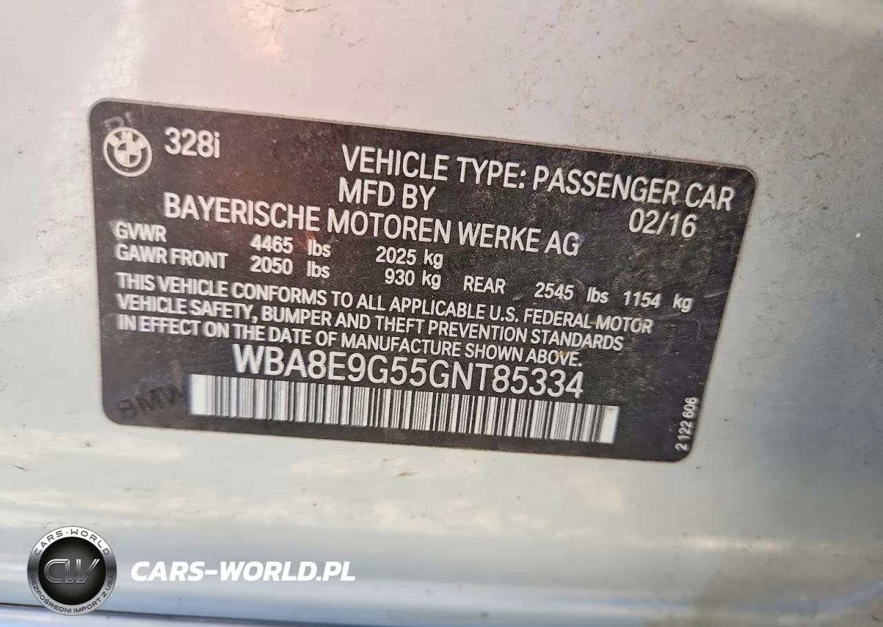 2016 BMW 328 I Sulev VIN:WBA8E9G55GNT85334 - 12