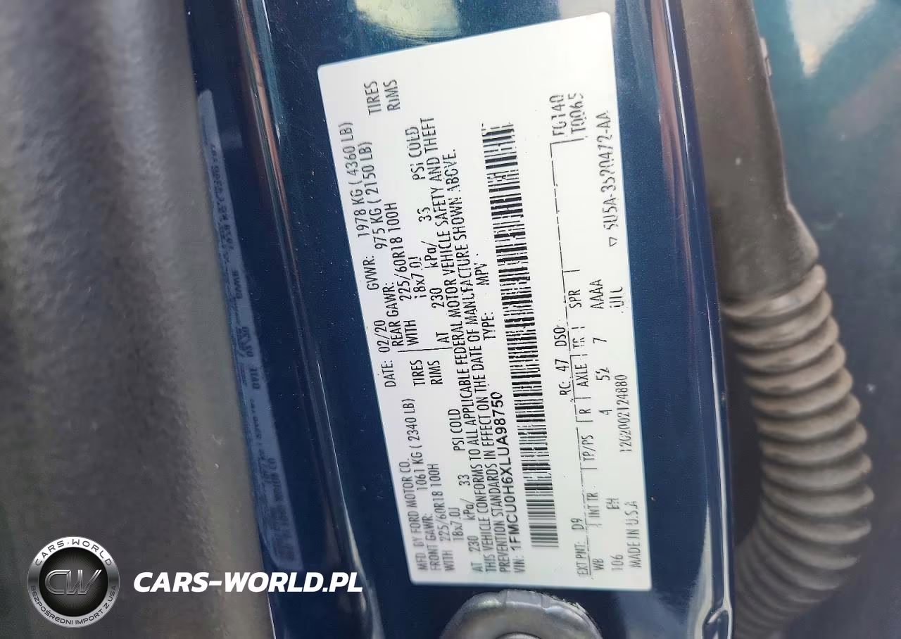 2020 Ford Escape Sel VIN:1FMCU0H6XLUA98750 - 13