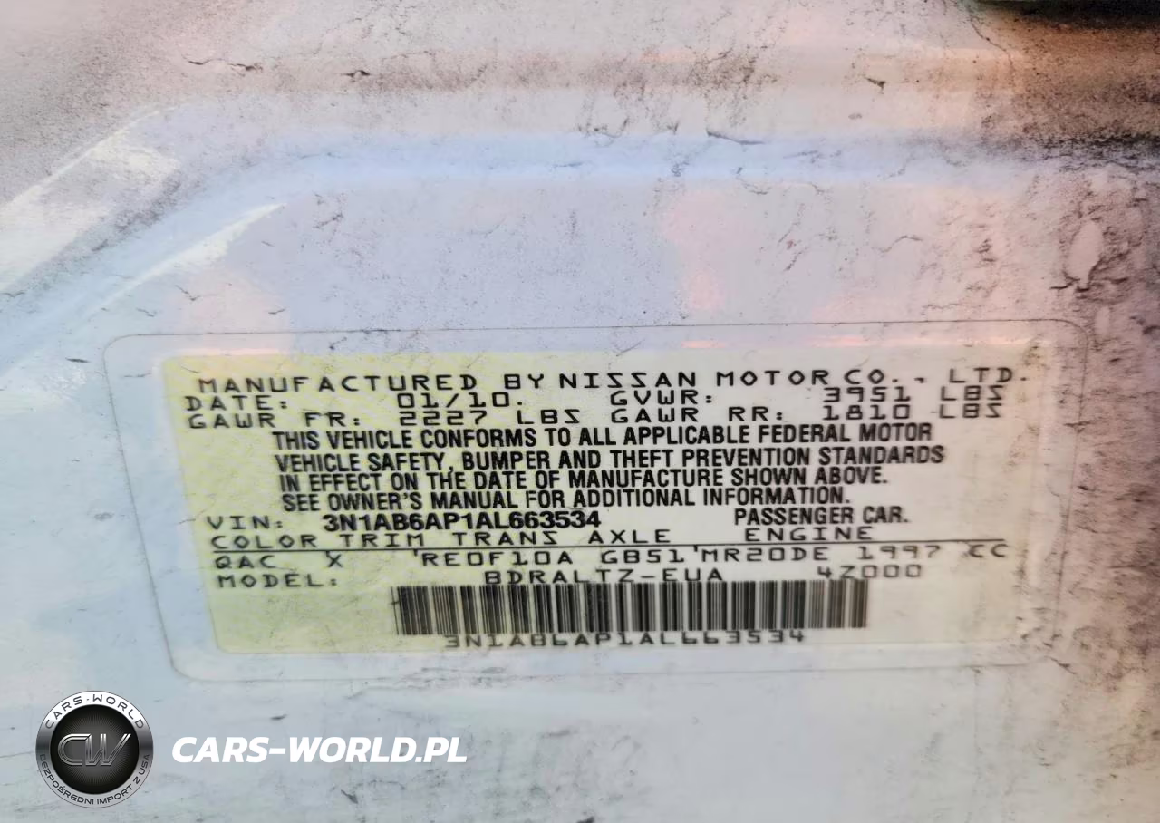 2010 Nissan Sentra 2.0 VIN:3N1AB6AP1AL663534 - 12