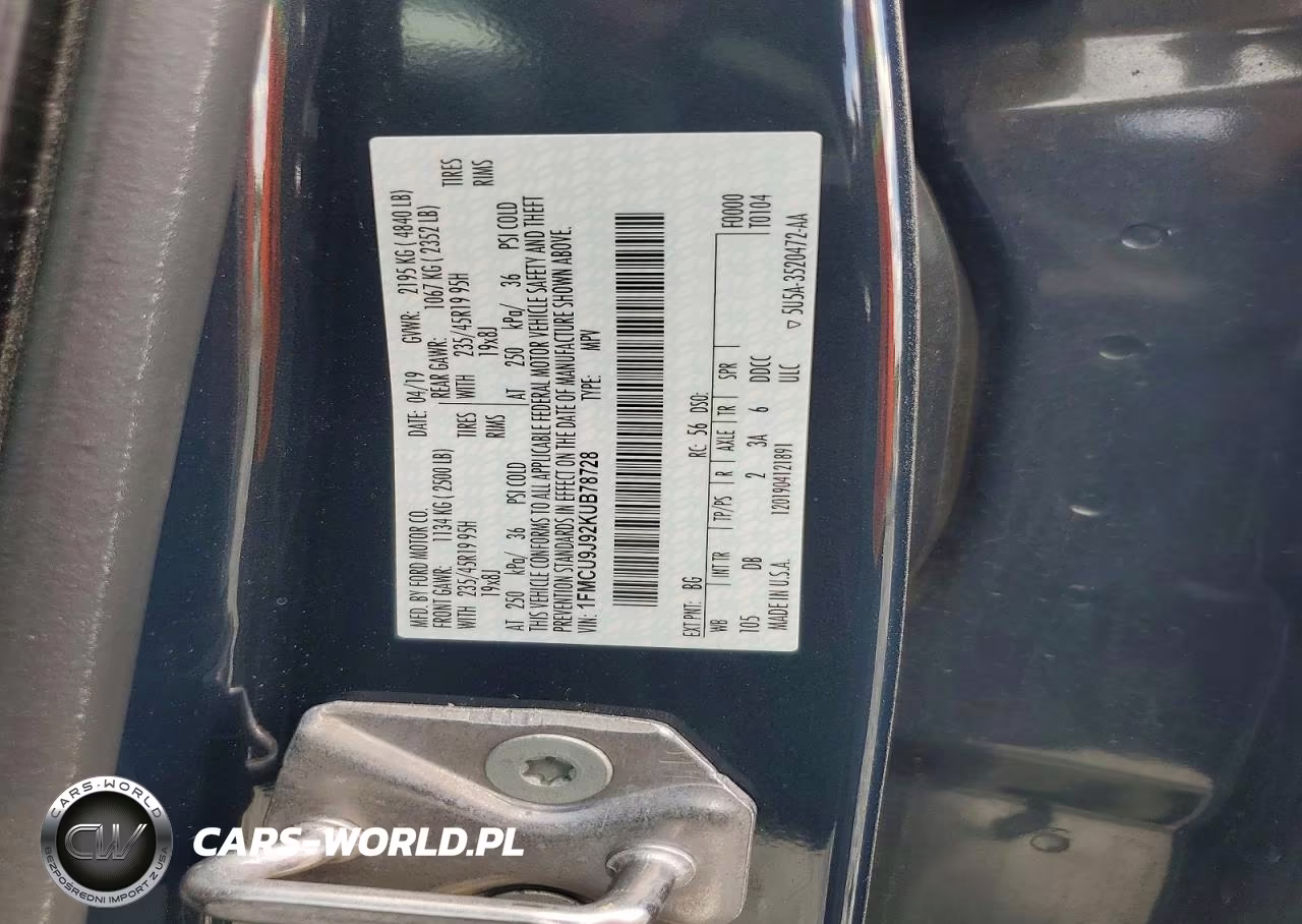 2019 Ford Escape Titanium VIN:1FMCU9J92KUB78728 - 13