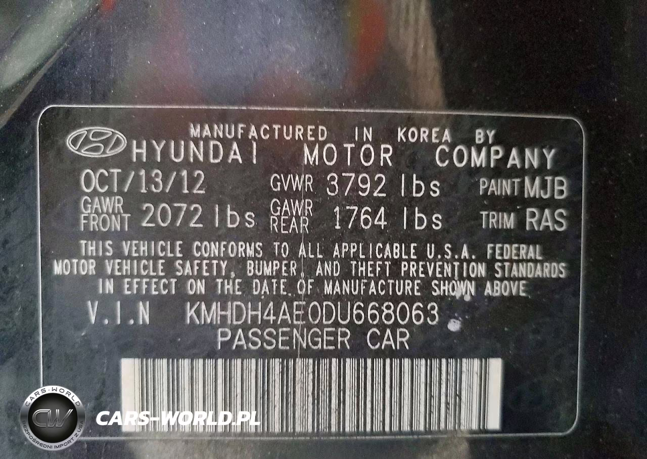 2013 Hyundai Elantra Gls VIN:KMHDH4AE0DU668063 - 12