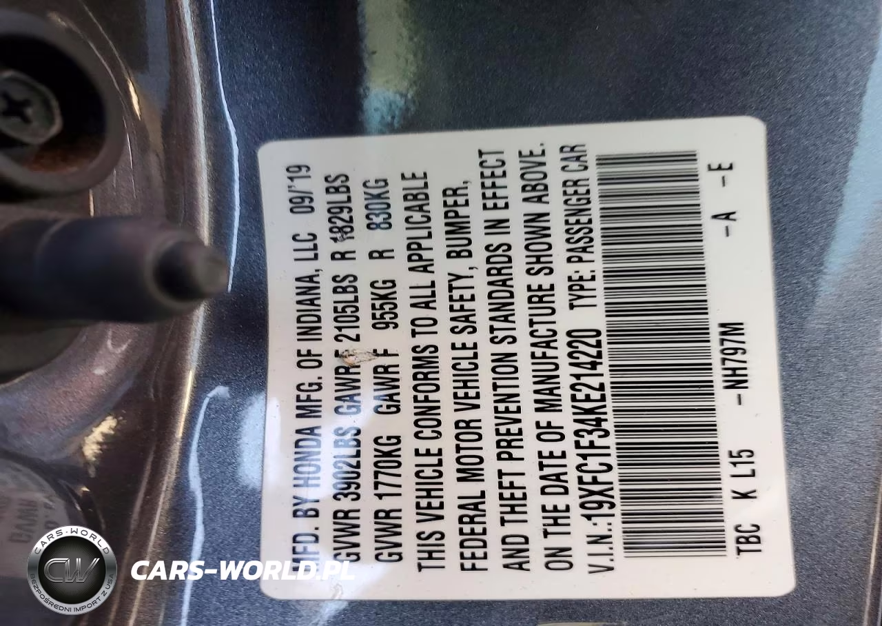 2019 Honda Civic Ex VIN:19XFC1F34KE214220 - 12