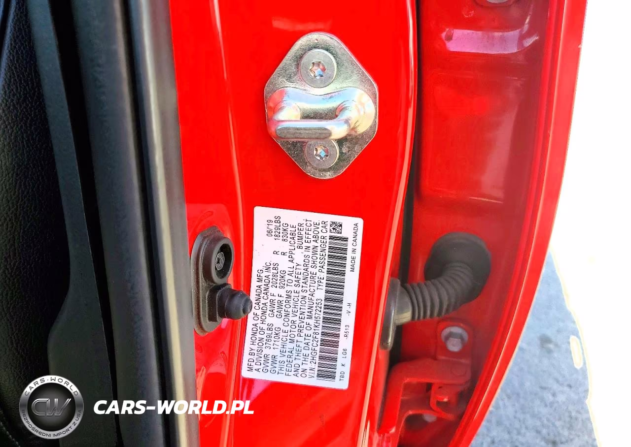 2019 Honda Civic Sport VIN:2HGFC2F81KH572253 - 12