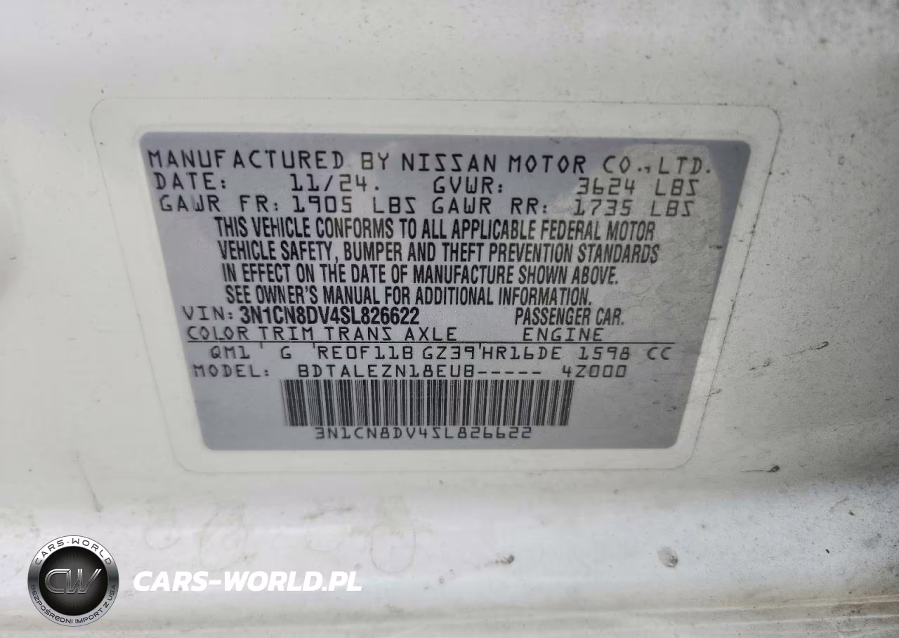 2025 Nissan Versa S VIN:3N1CN8DV4SL826622 - 12