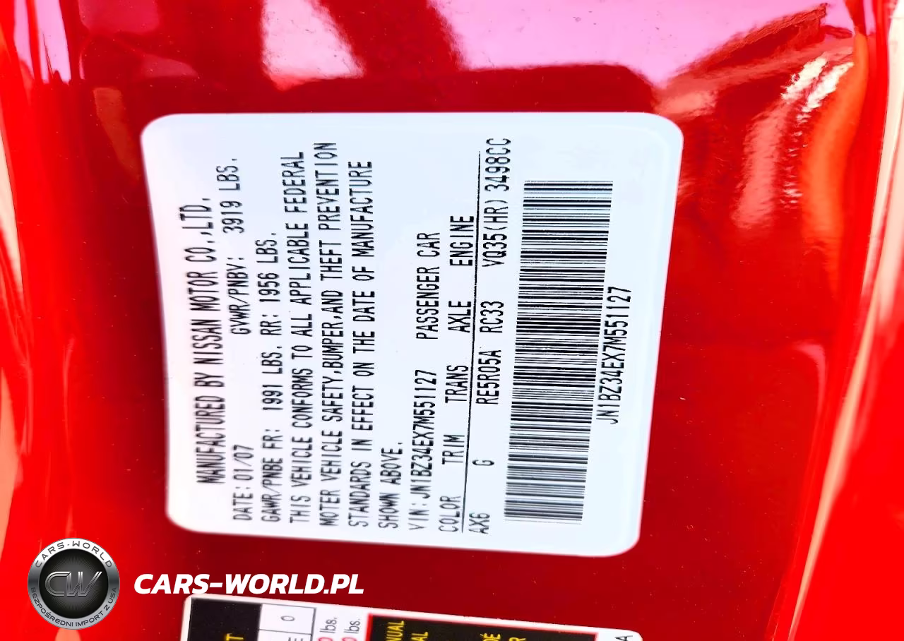 2007 Nissan 350Z Base VIN:JN1BZ34EX7M551127 - 12