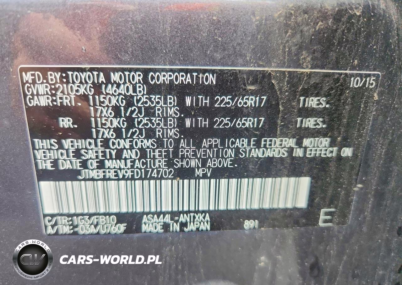 2015 Toyota Rav4 Le VIN:JTMBFREV9FD174702 - 13