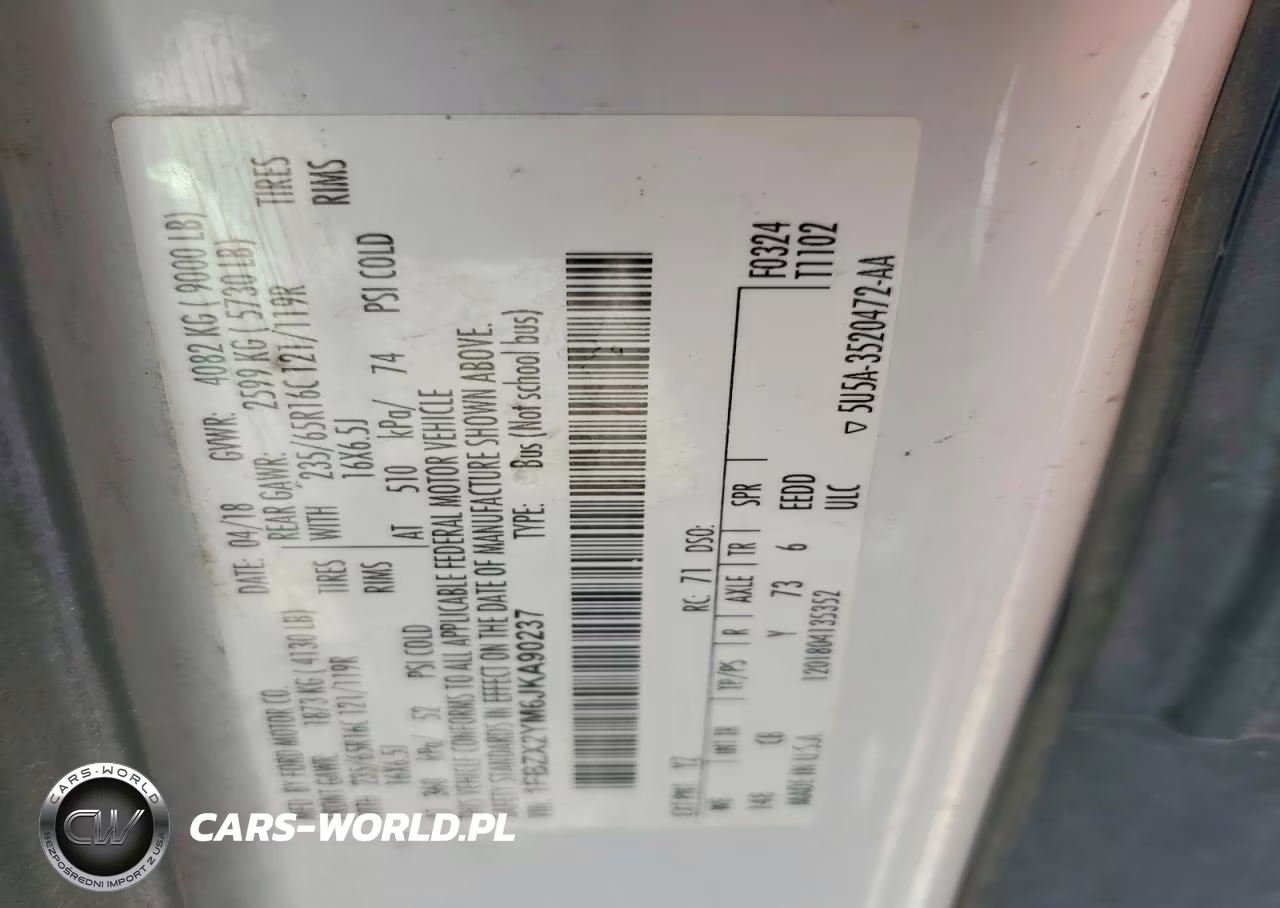 2018 Ford Transit T-350 VIN:1FBZX2YM6JKA90237 - 13