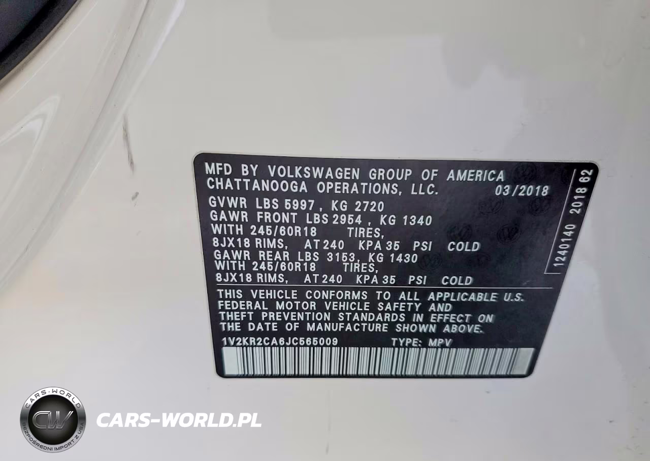 2018 Volkswagen Atlas Se VIN:1V2KR2CA6JC565009 - 14
