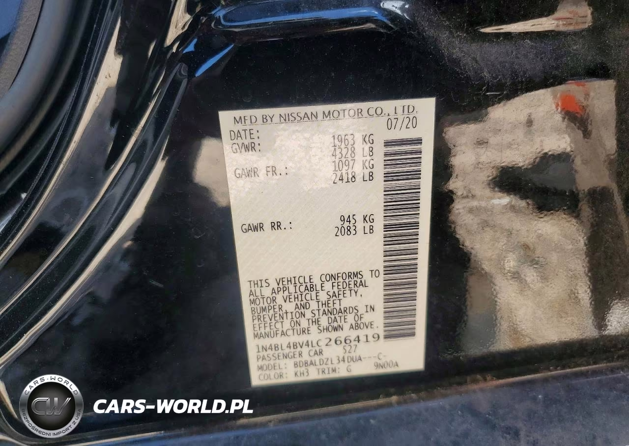 2020 Nissan Altima S VIN:1N4BL4BV4LC266419 - 13