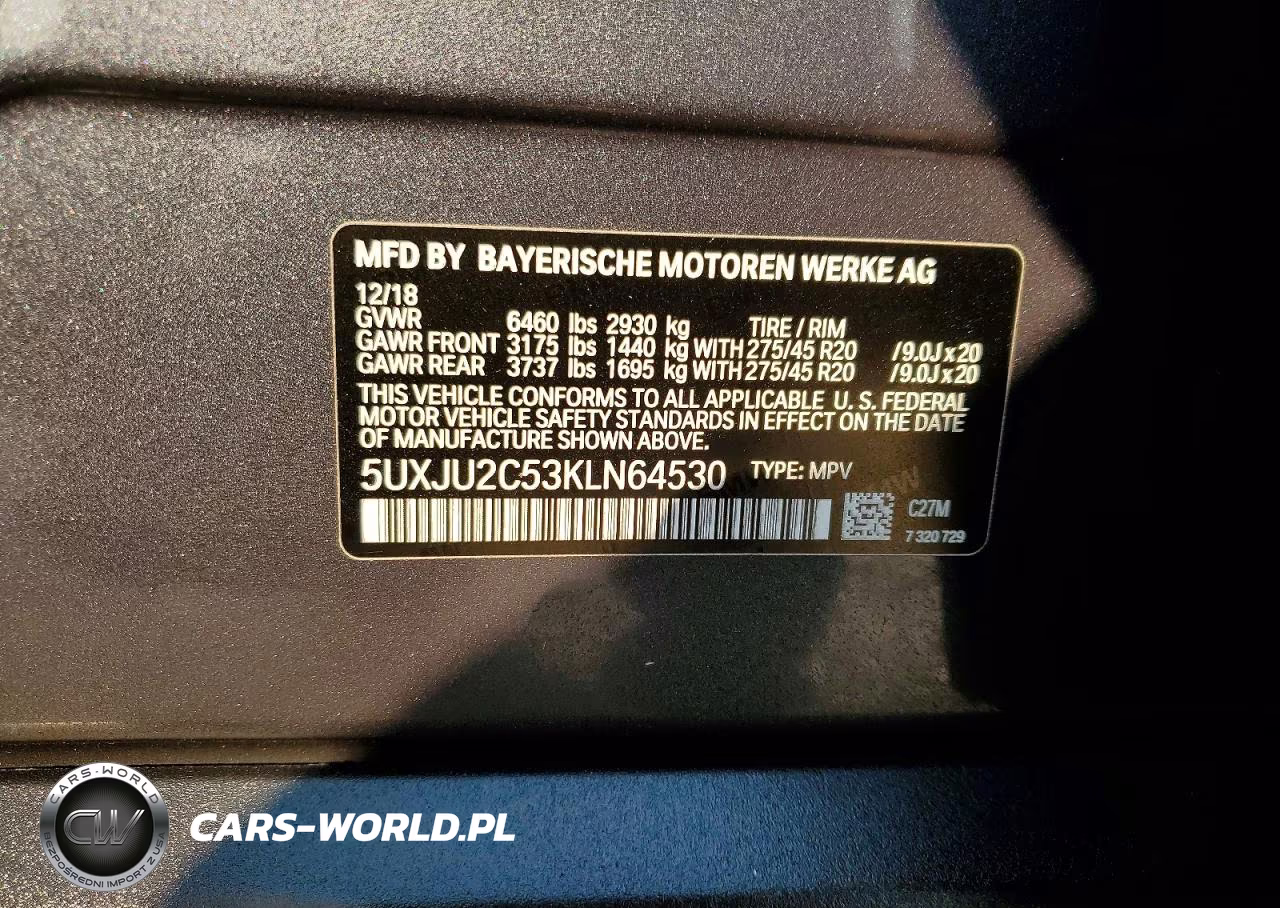 2019 BMW X5 xDrive50I VIN:5UXJU2C53KLN64530 - 12