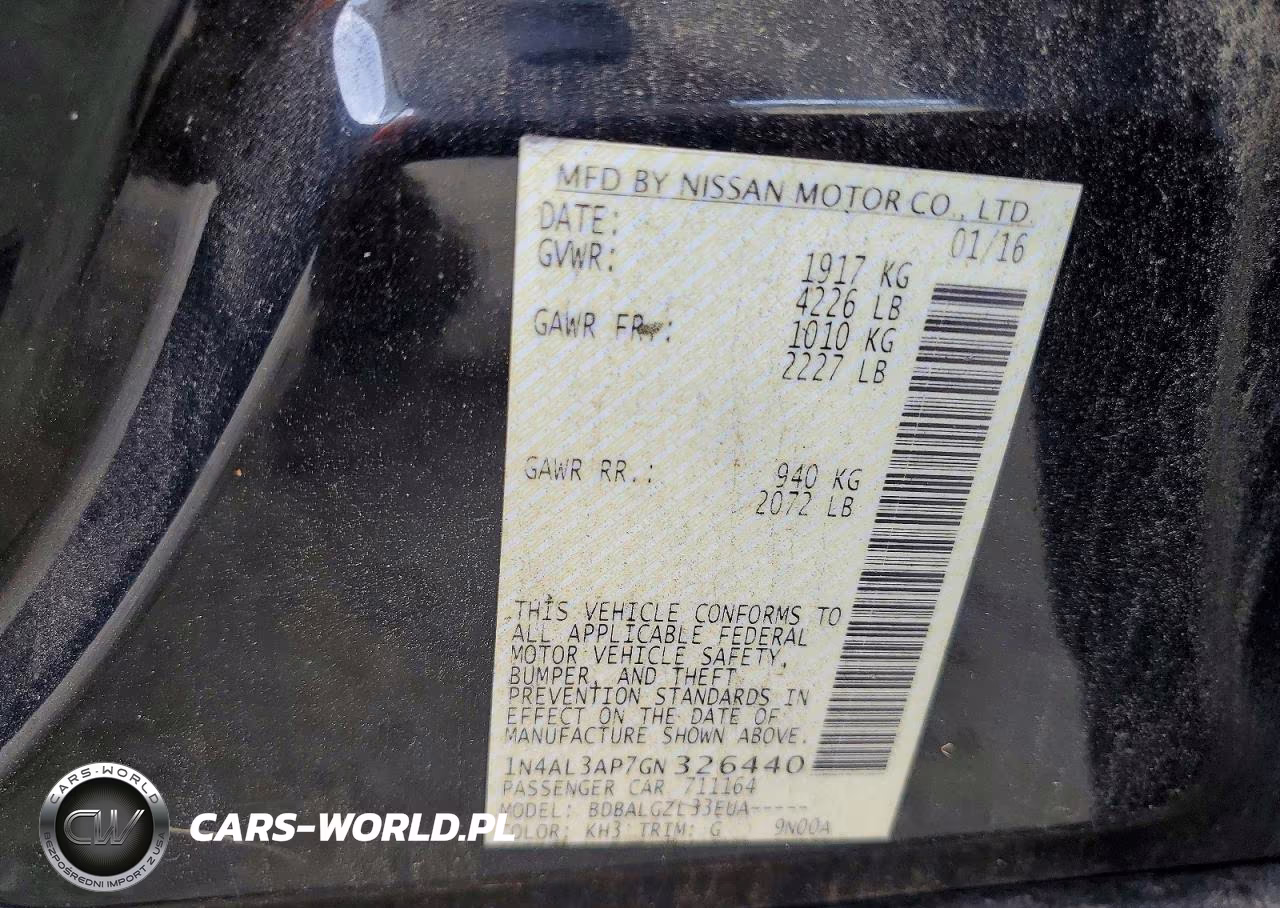 2016 Nissan Altima 2.5 S VIN:1N4AL3AP7GN326440 - 12