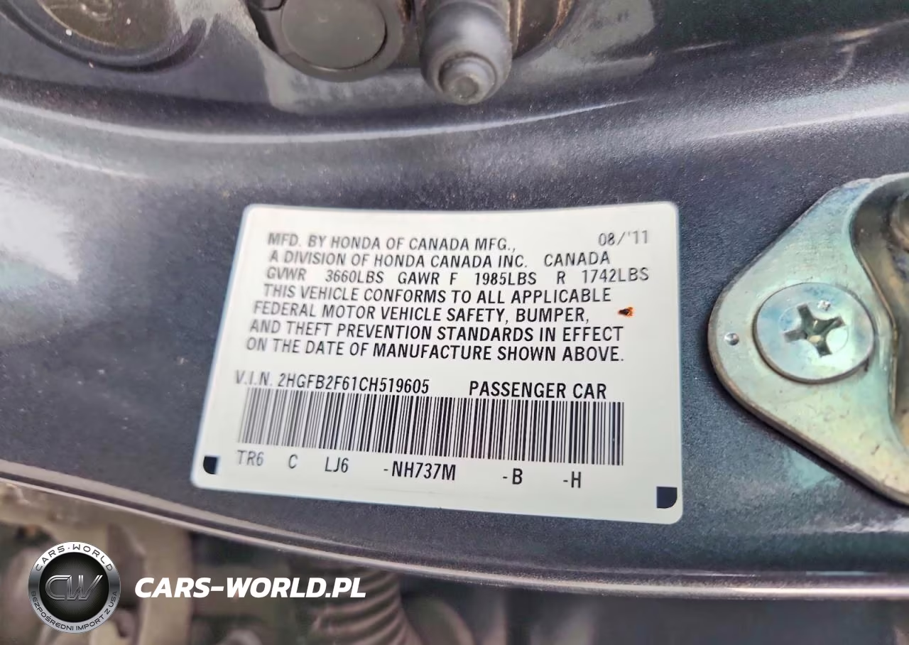 2012 Honda Civic Hf VIN:2HGFB2F61CH519605 - 12