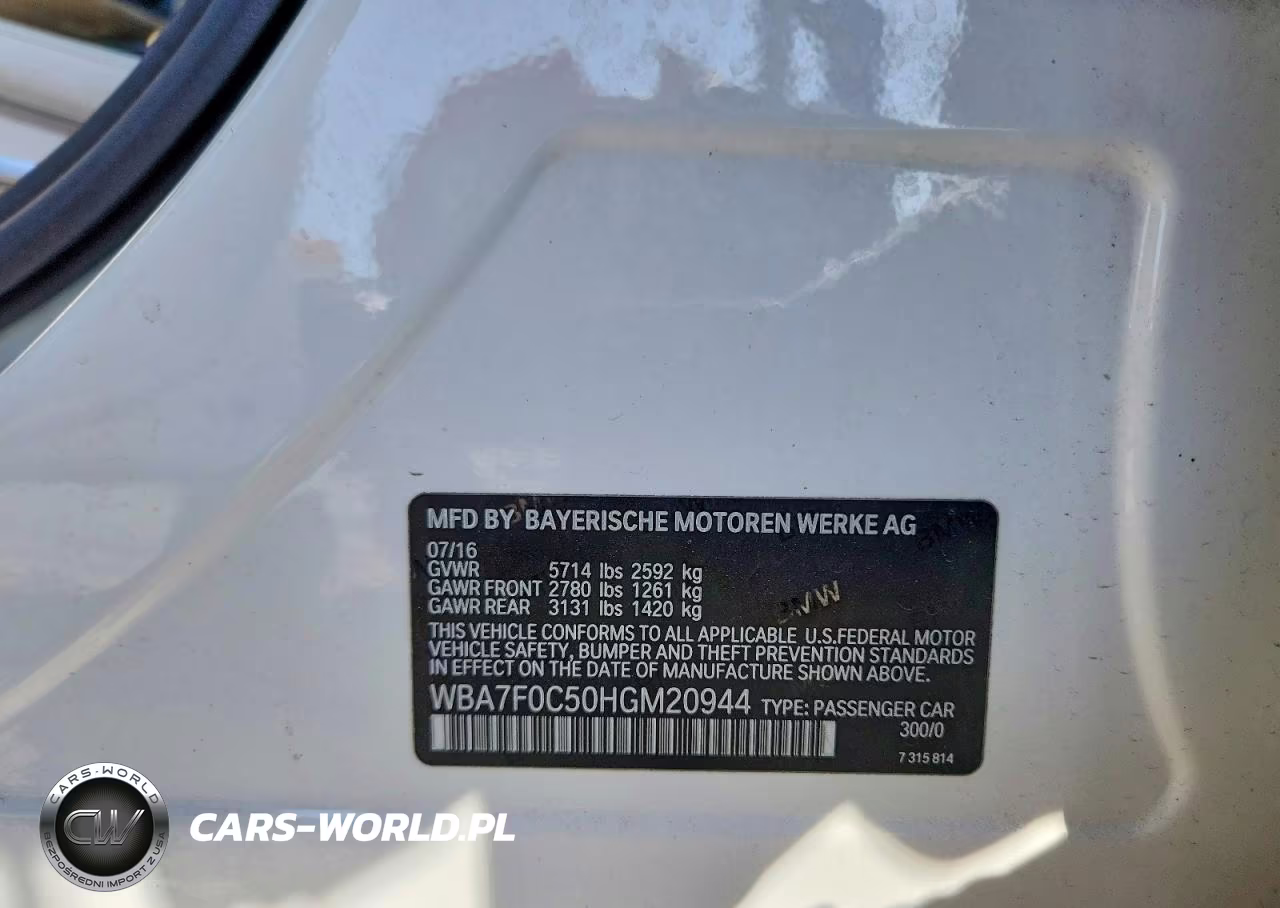 2017 BMW 750 I VIN:WBA7F0C50HGM20944 - 12