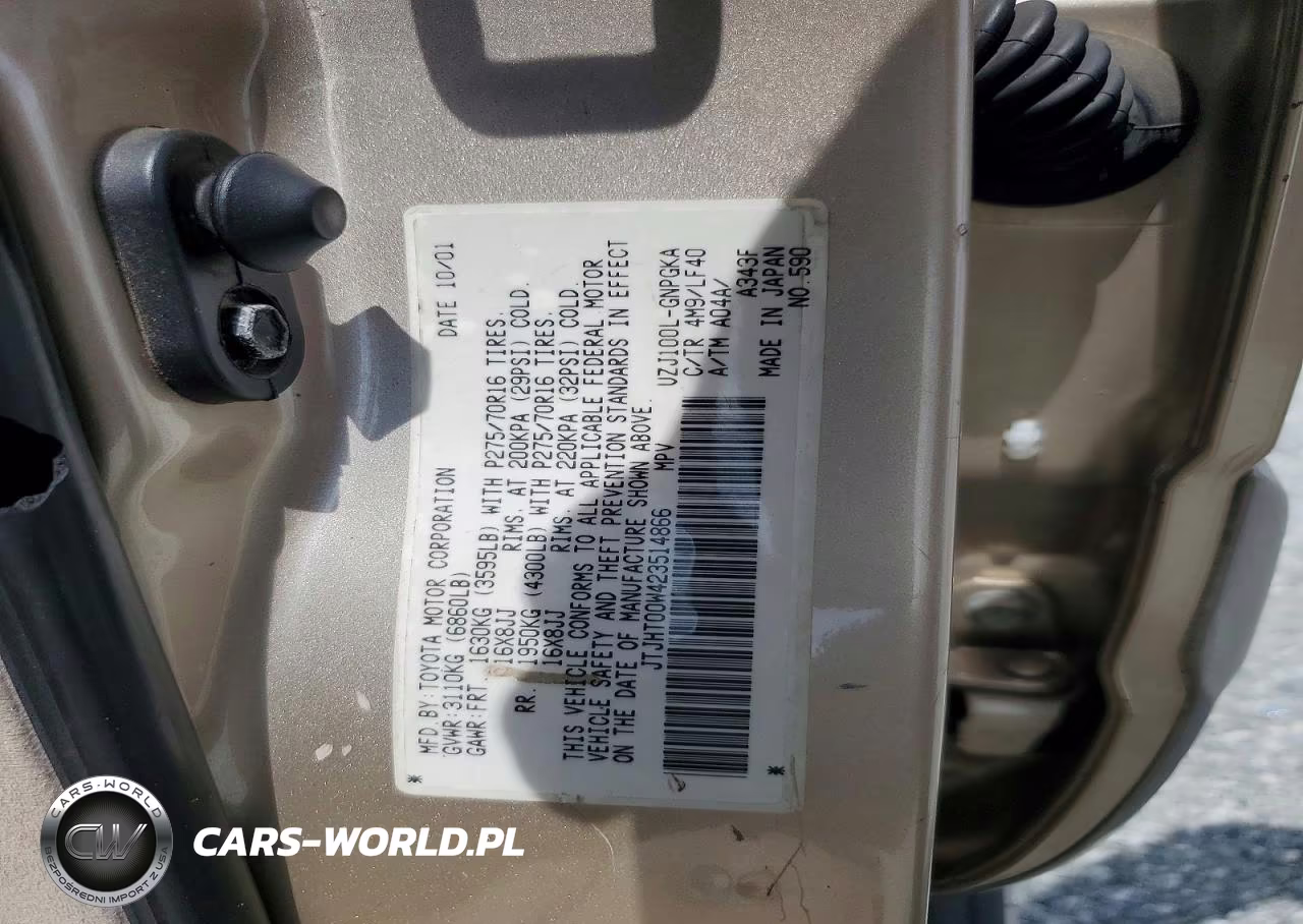 2002 Lexus Lx 470 VIN:JTJHT00W423514866 - 13