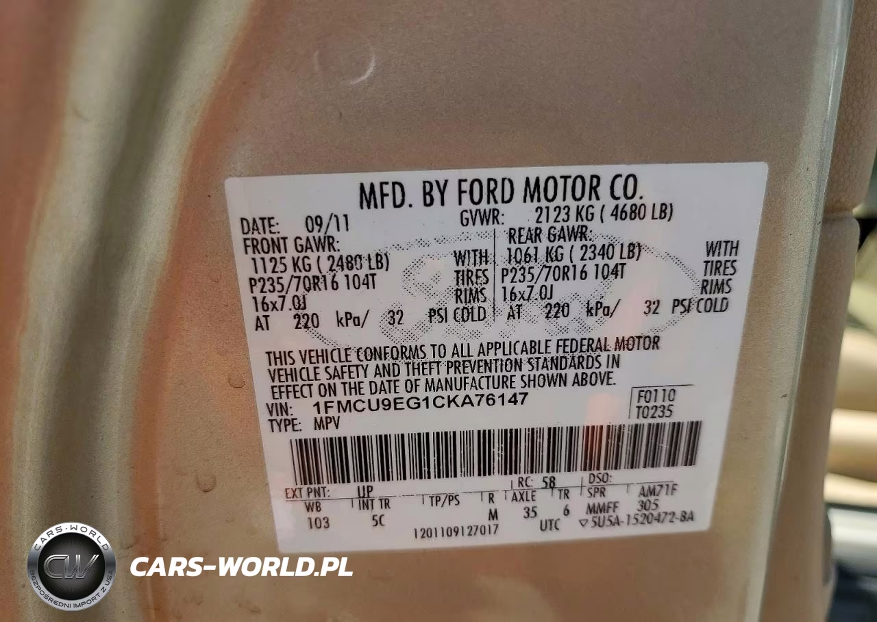 2012 Ford Escape Limited VIN:1FMCU9EG1CKA76147 - 13
