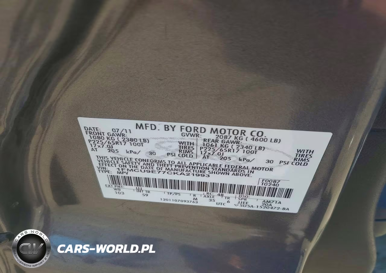 2012 Ford Escape Limited VIN:1FMCU9E77CKA21993 - 13