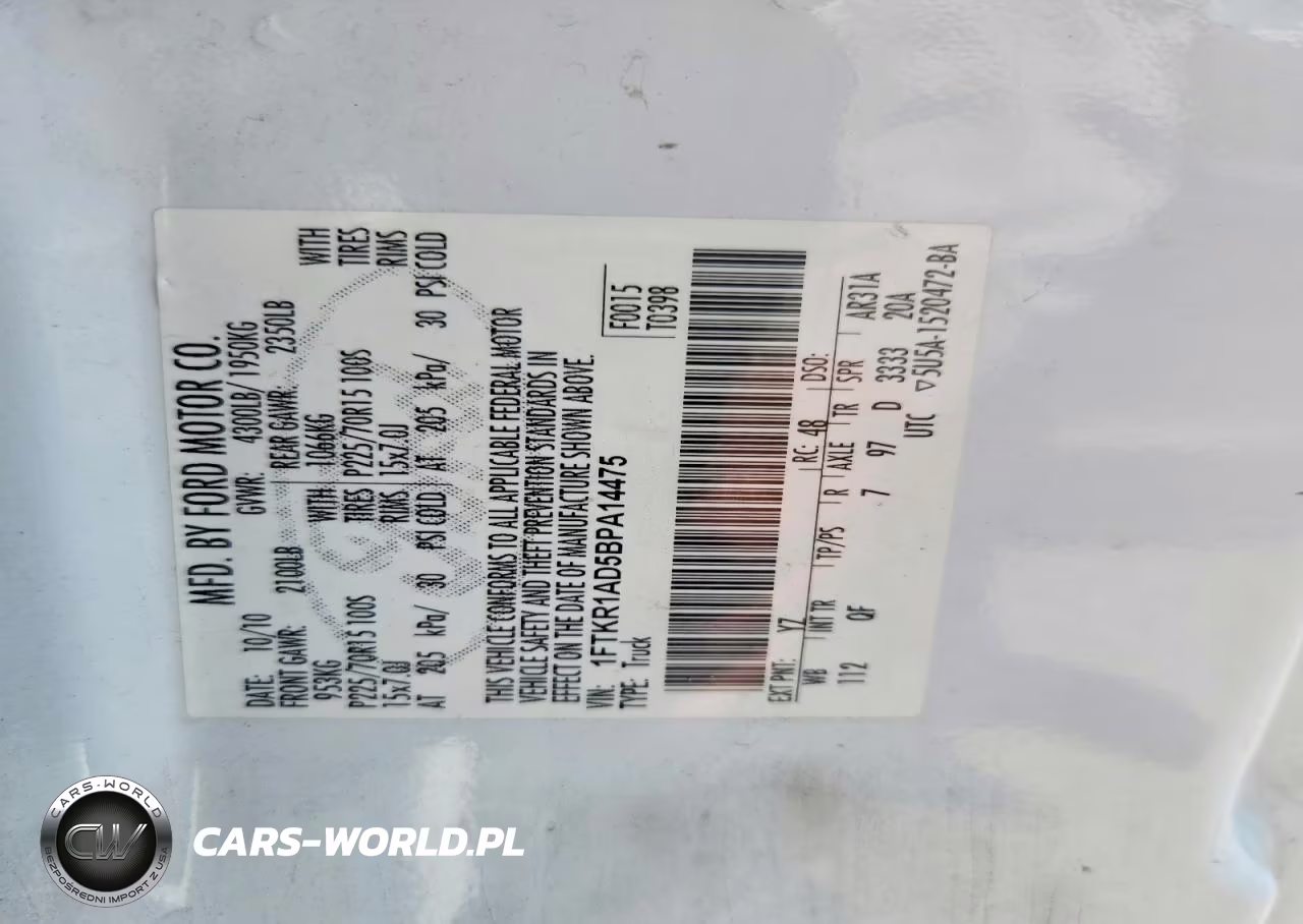 2011 Ford Ranger VIN:1FTKR1AD5BPA14475 - 12