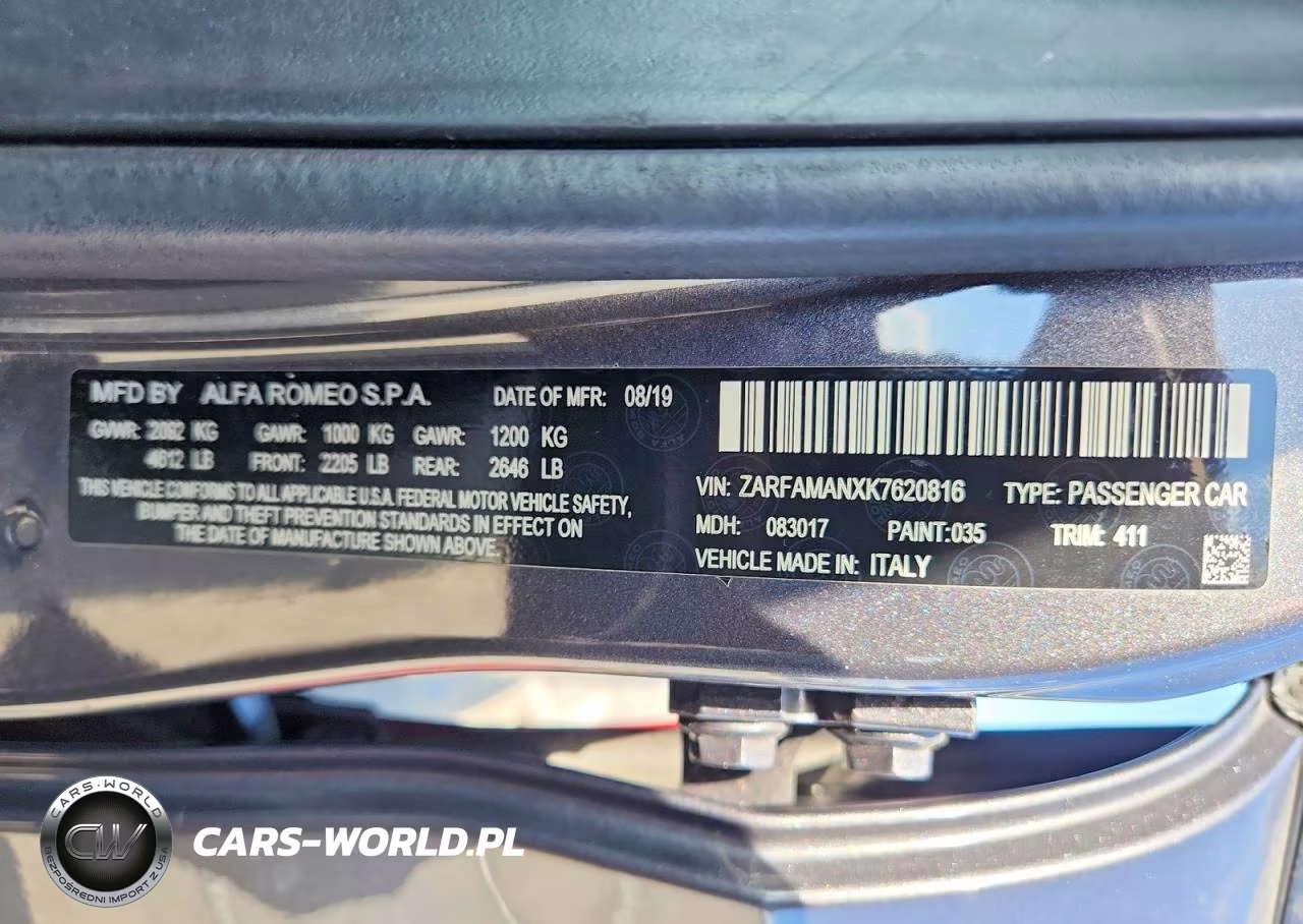 2019 Alfa Romeo Giulia VIN:ZARFAMANXK7620816 - 12