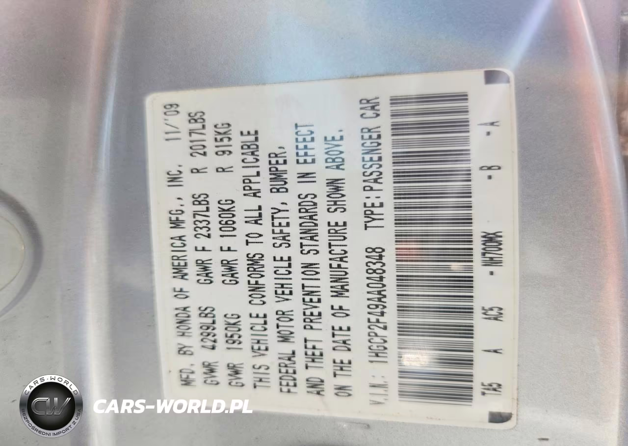 2010 Honda Accord Lxp VIN:1HGCP2F49AA048348 - 12