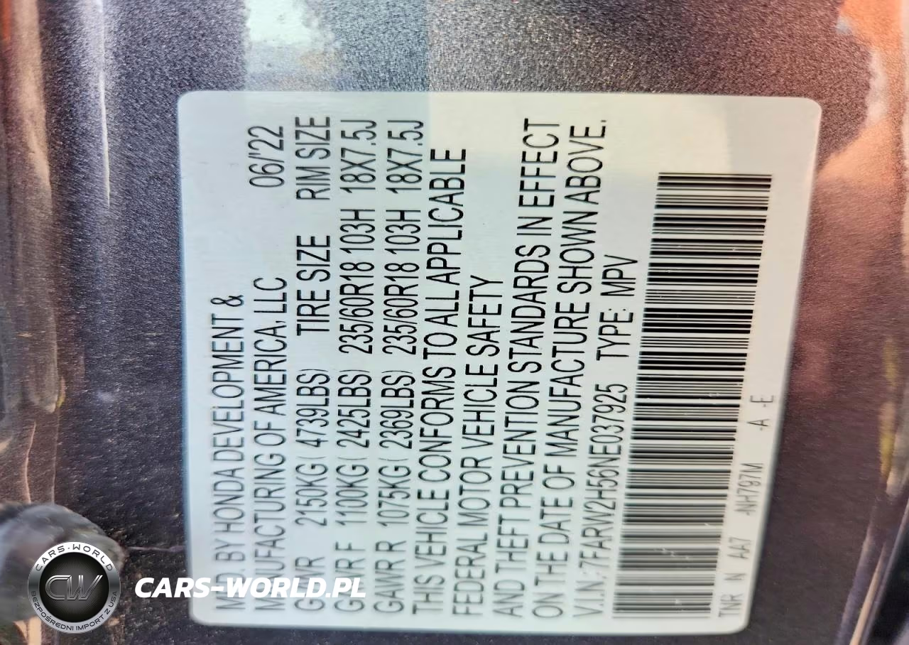 2022 Honda Cr-V Ex VIN:7FARW2H56NE037925 - 13