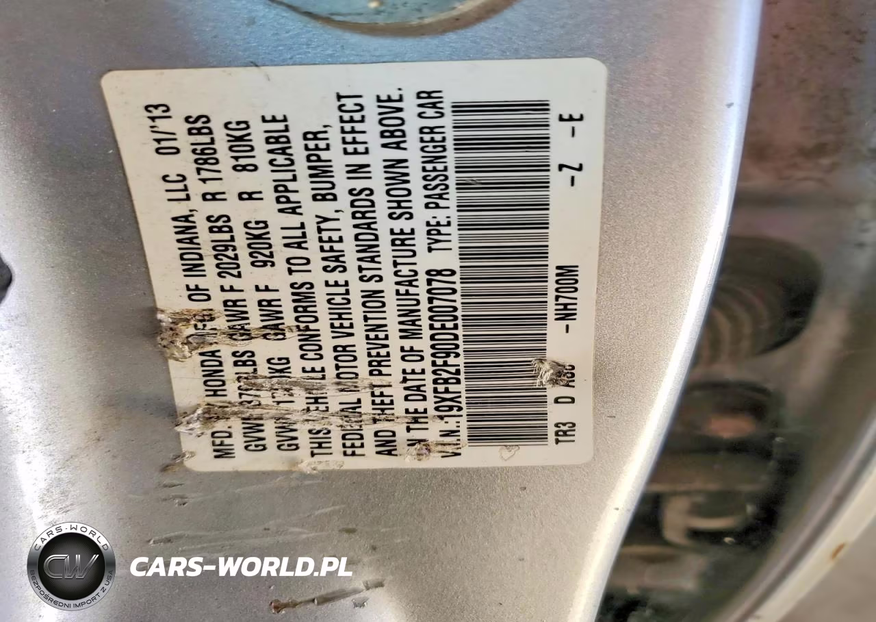 2013 Honda Civic Exl VIN:19XFB2F90DE007078 - 12