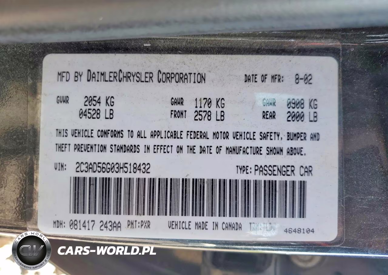 2003 Chrysler Concorde Limited VIN:2C3AD56G03H518432 - 12