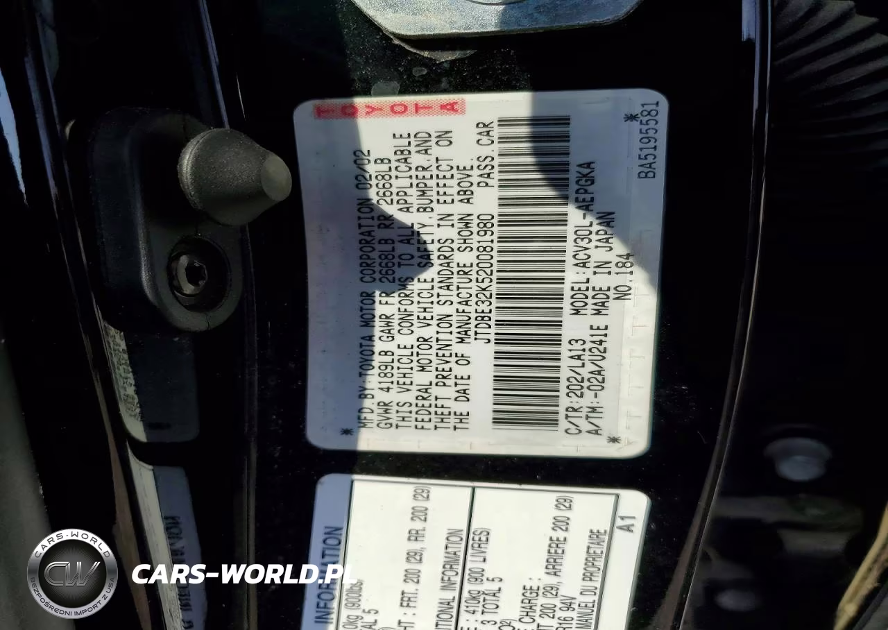 2002 Toyota Camry Xle VIN:JTDBE32K520081980 - 13
