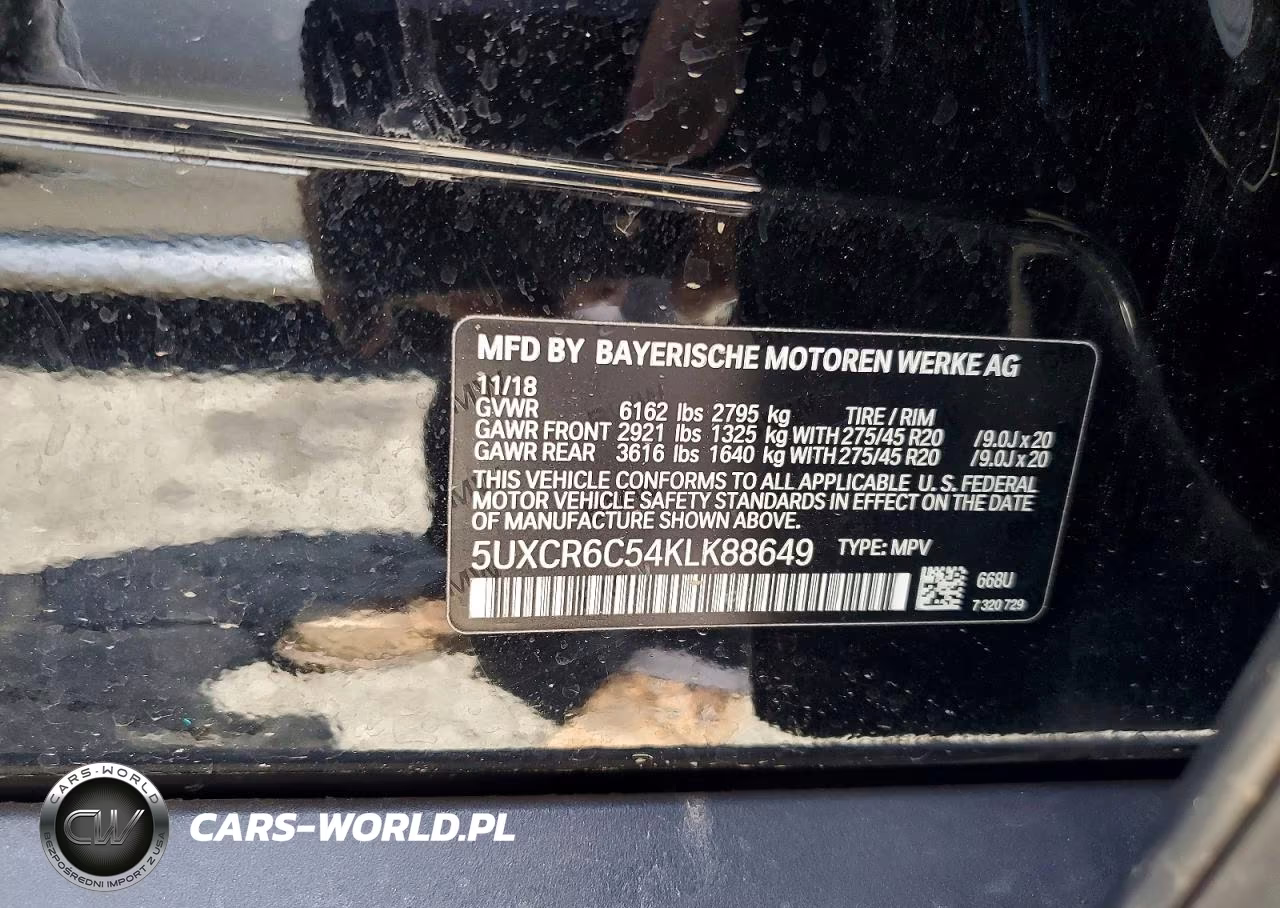 2019 BMW X5 xDrive40I VIN:5UXCR6C54KLK88649 - 13