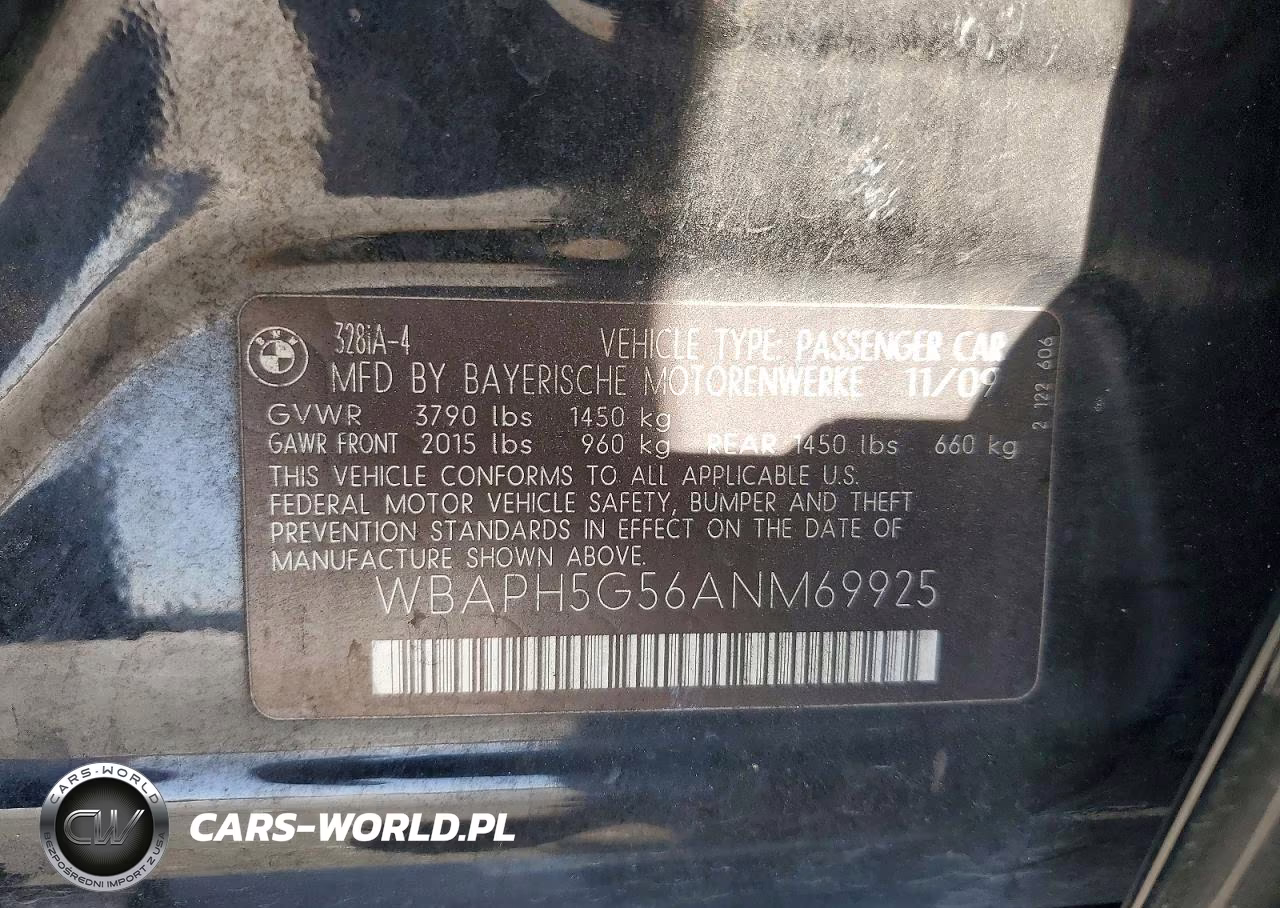 2010 BMW 328 I Sulev VIN:WBAPH5G56ANM69925 - 12