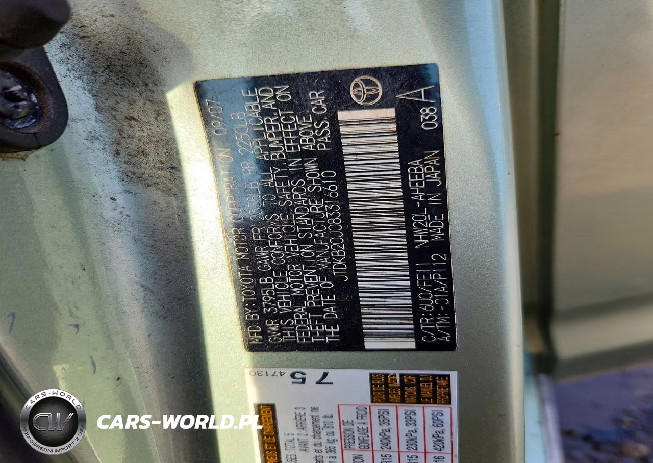 2008 Toyota Prius Base VIN:JTDKB20U083316610 - 12