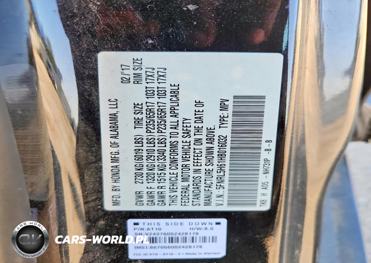 2017 Honda Odyssey Ex-L VIN:5FNRL5H61HB016032 - 13