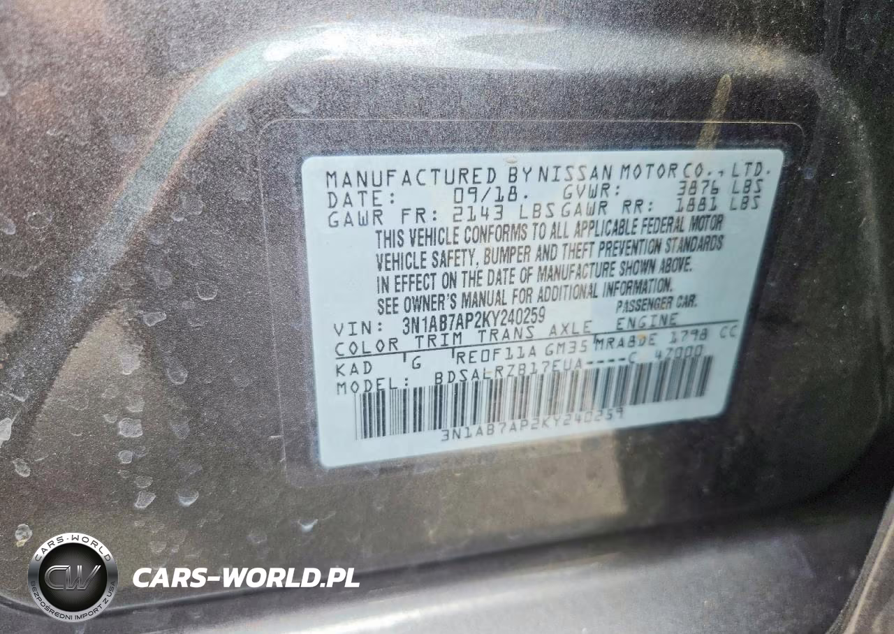 2019 Nissan Sentra Sr VIN:3N1AB7AP2KY240259 - 12