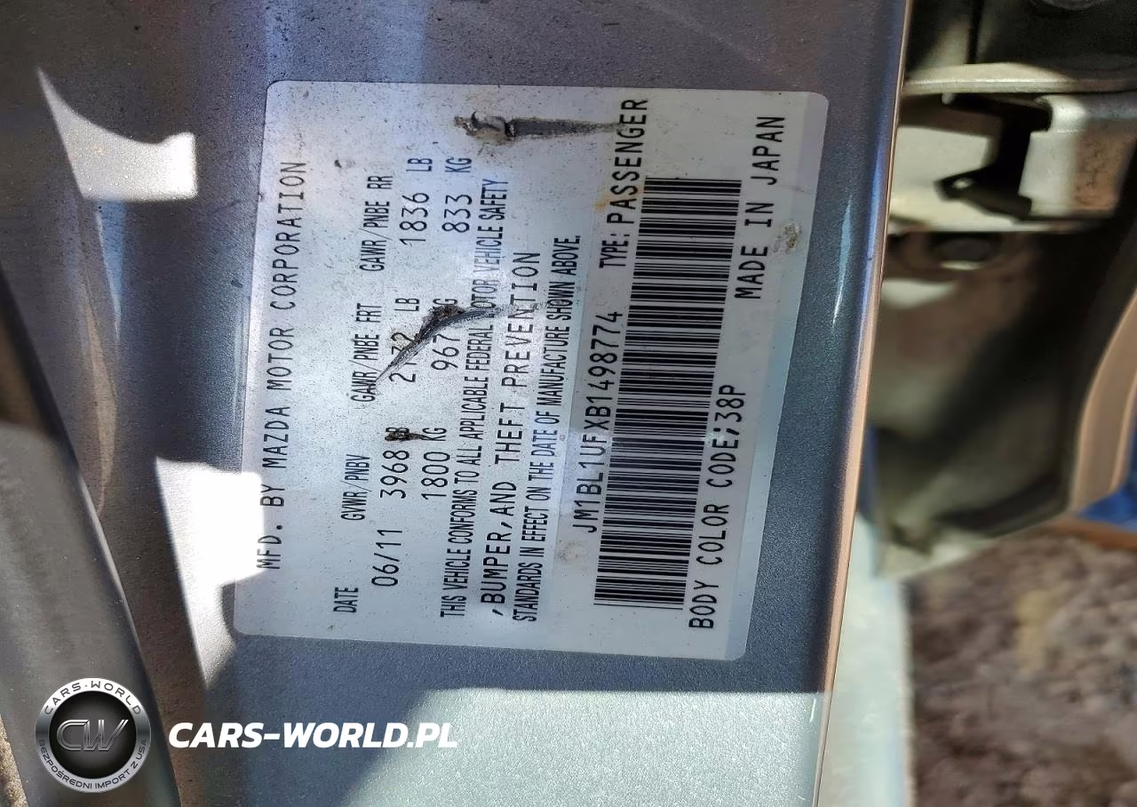 2011 Mazda 3 I VIN:JM1BL1UFXB1498774 - 12