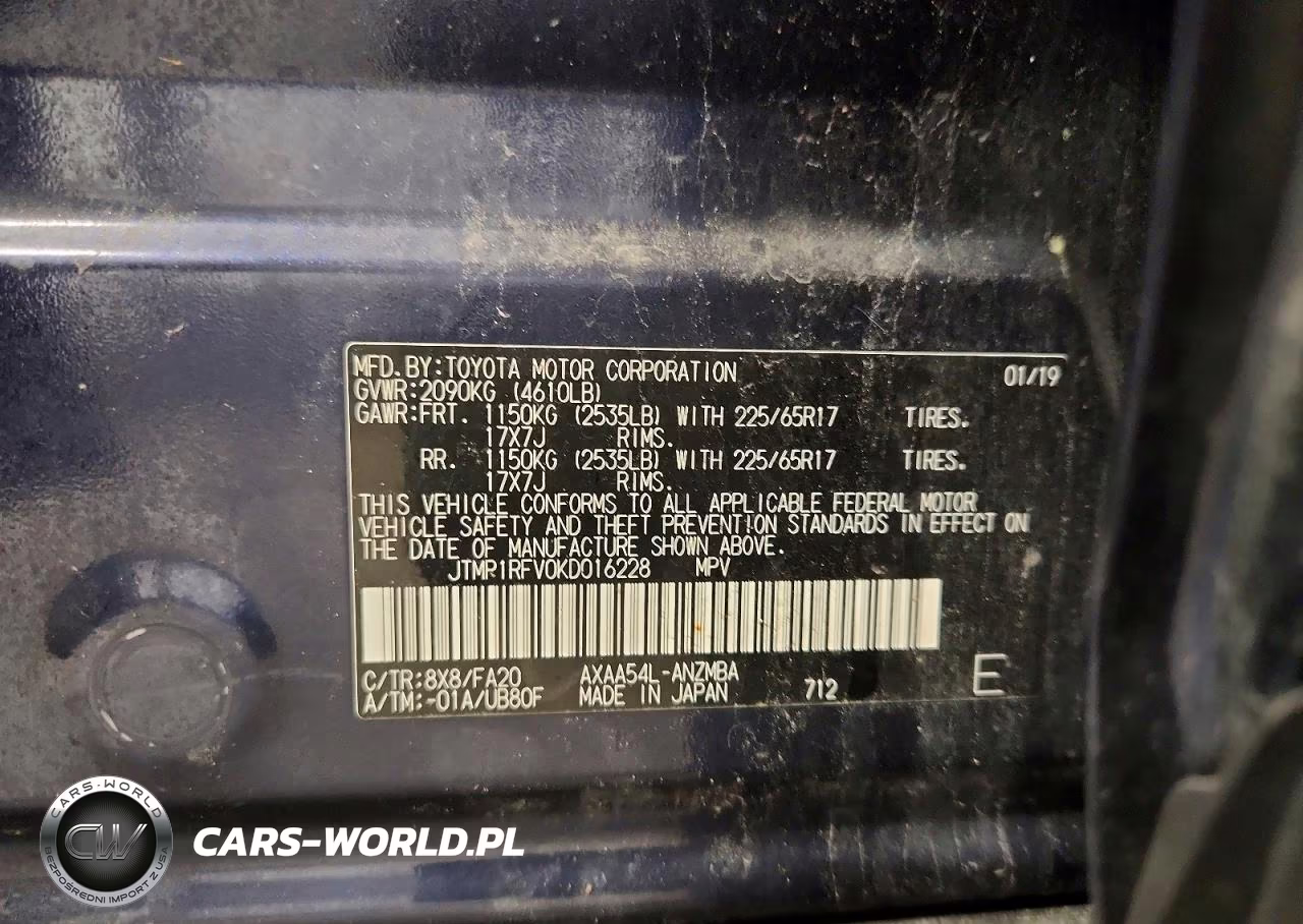 2019 Toyota Rav4 Xle VIN:JTMP1RFV0KD016228 - 13