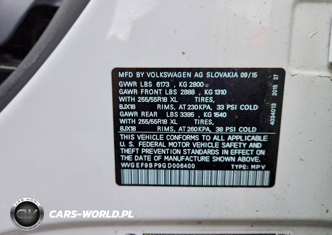 2016 Volkswagen Touareg Sport VIN:WVGEF9BP9GD006400 - 13