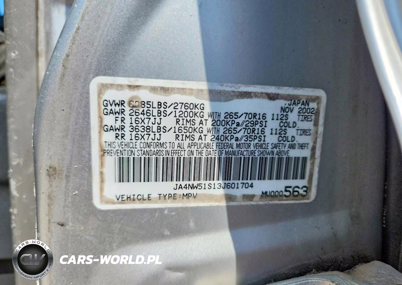 2003 Mitsubishi Montero Limited VIN:JA4NW51S13J601704 - 13