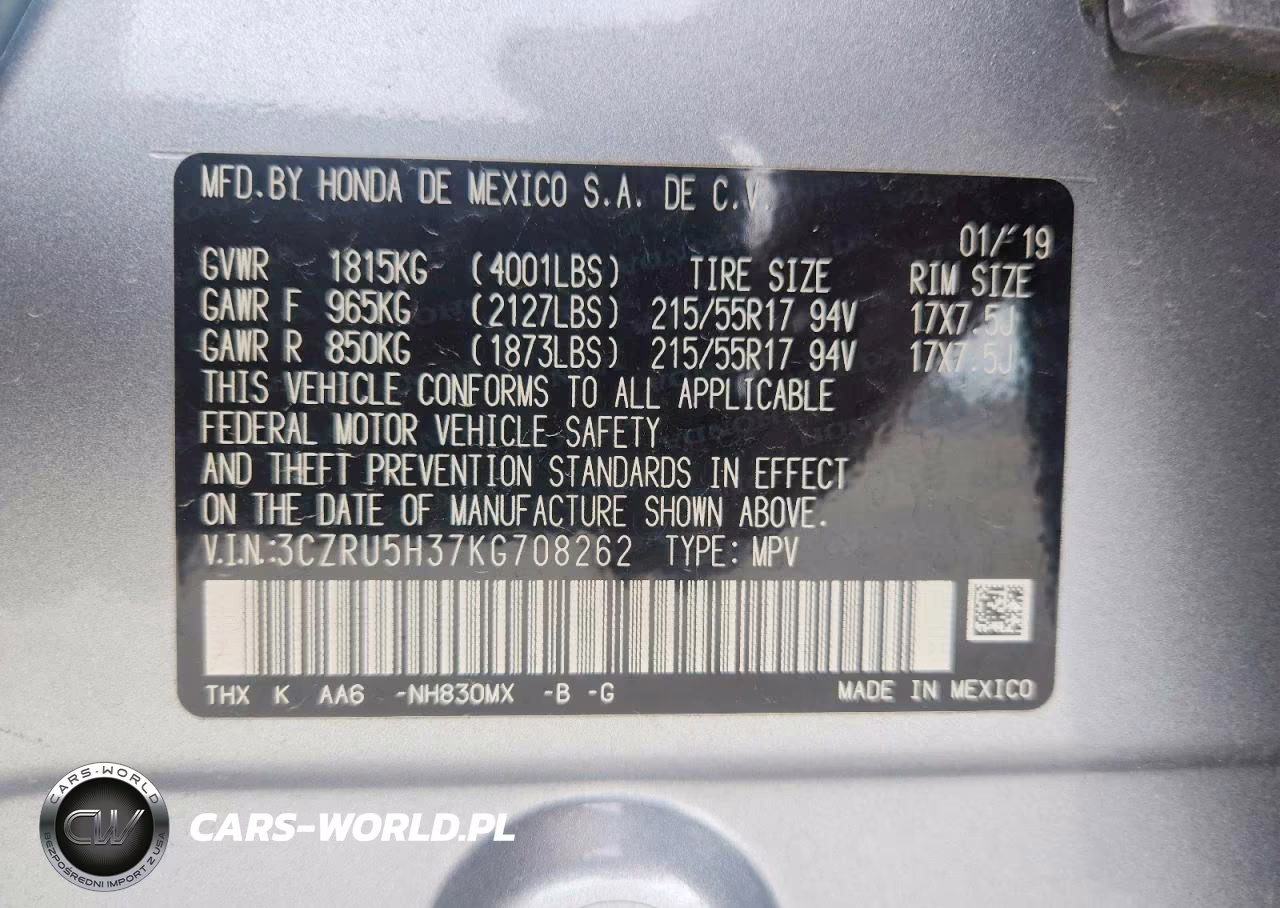 2019 Honda Hr-V VIN:3CZRU5H37KG708262 - 12