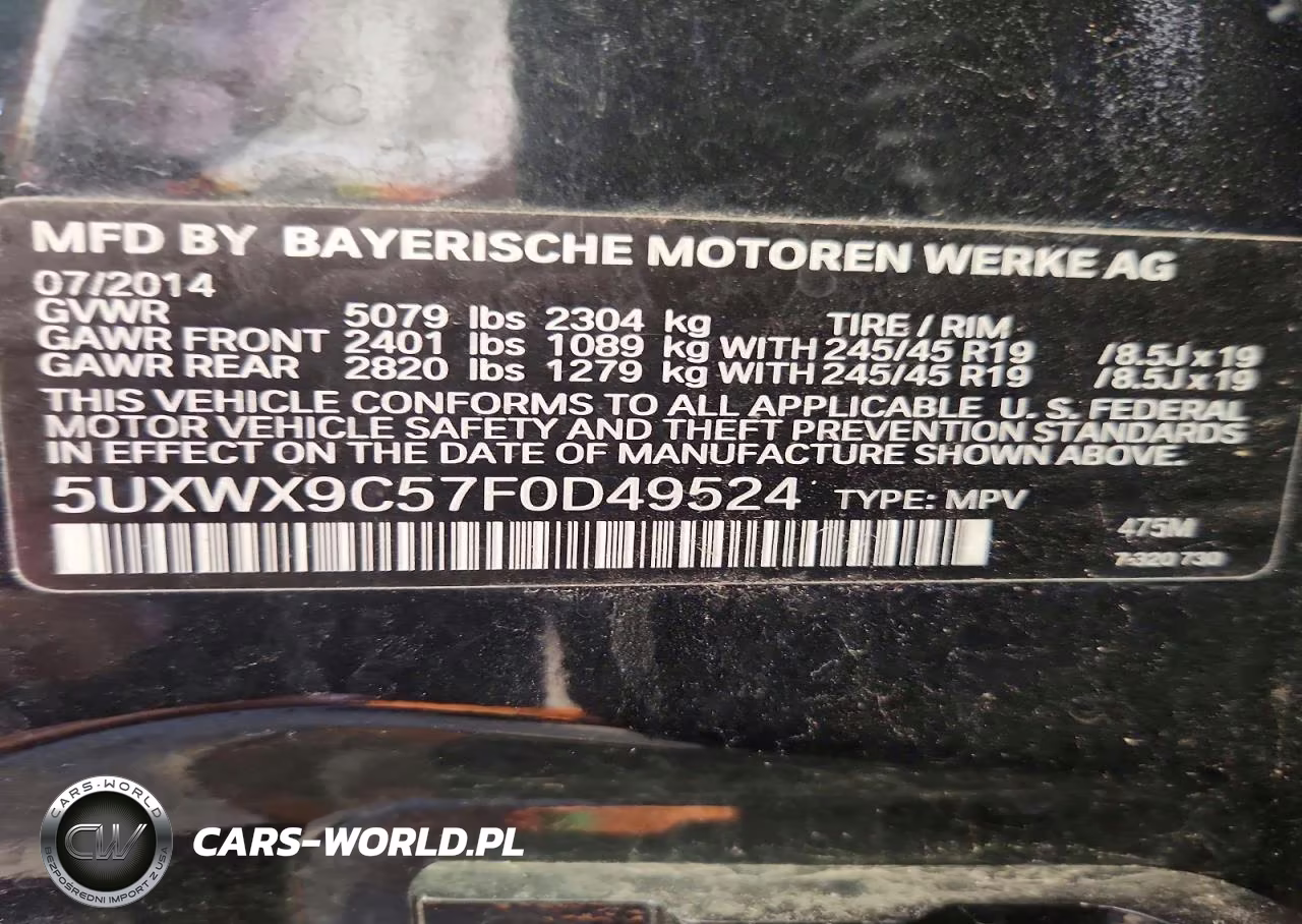 2015 BMW X3 xDrive28I VIN:5UXWX9C57F0D49524 - 13