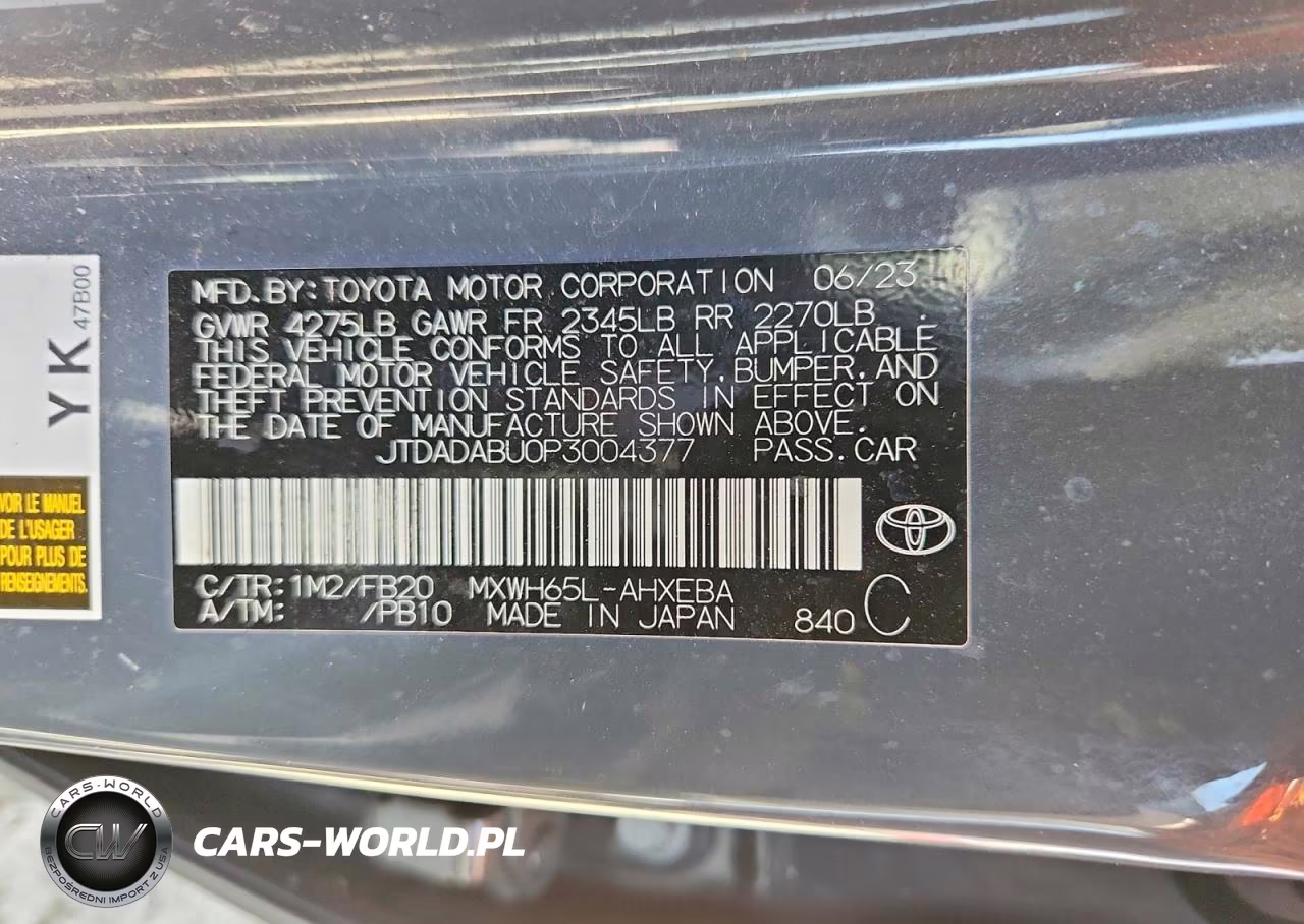 2023 Toyota Prius Le VIN:JTDADABU0P3004377 - 12