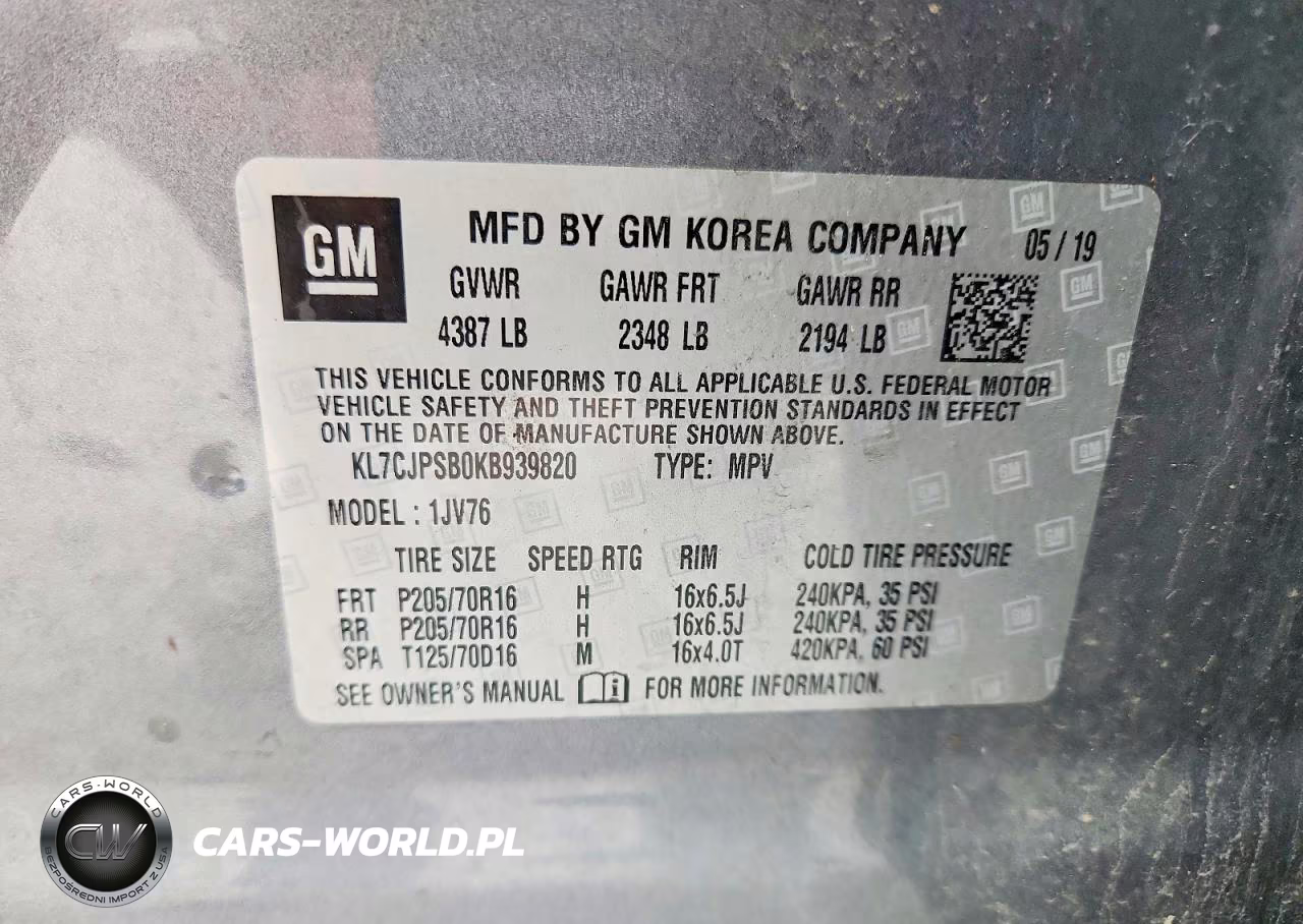 2019 Chevrolet Trax 1Lt VIN:KL7CJPSB0KB939820 - 13