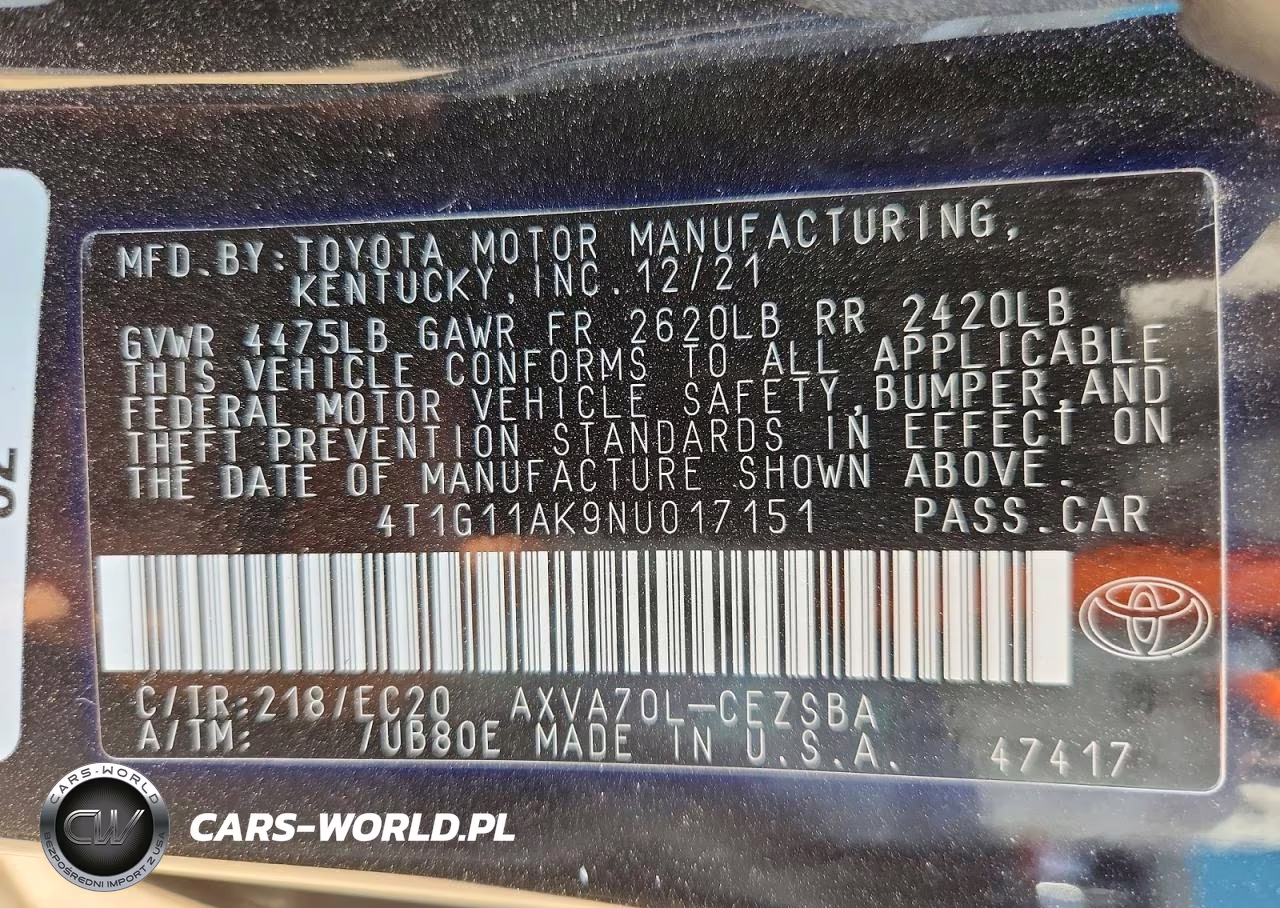 2022 Toyota Camry Se Nightshade VIN:4T1G11AK9NU017151 - 12