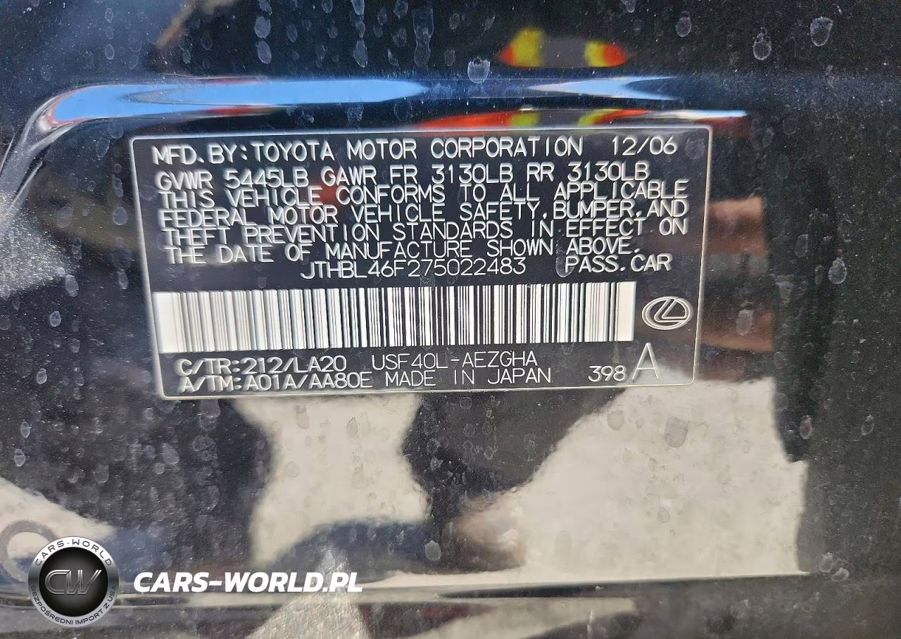 2007 Lexus Ls 460 VIN:JTHBL46F275022483 - 13