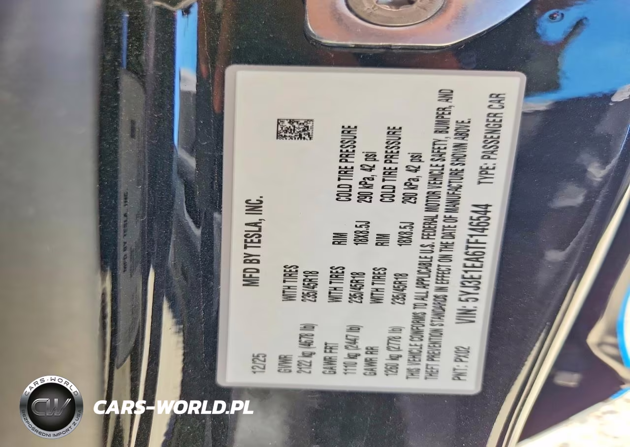 2026 Tesla Model 3 VIN:5YJ3E1EA6TF146544 - 12