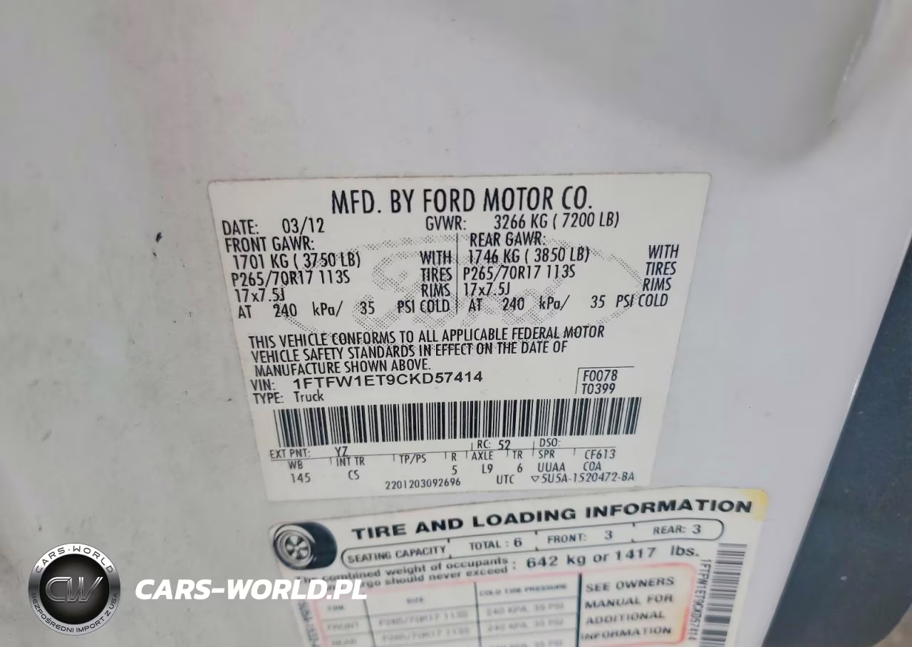 2012 Ford F150 Supercrew VIN:1FTFW1ET9CKD57414 - 12