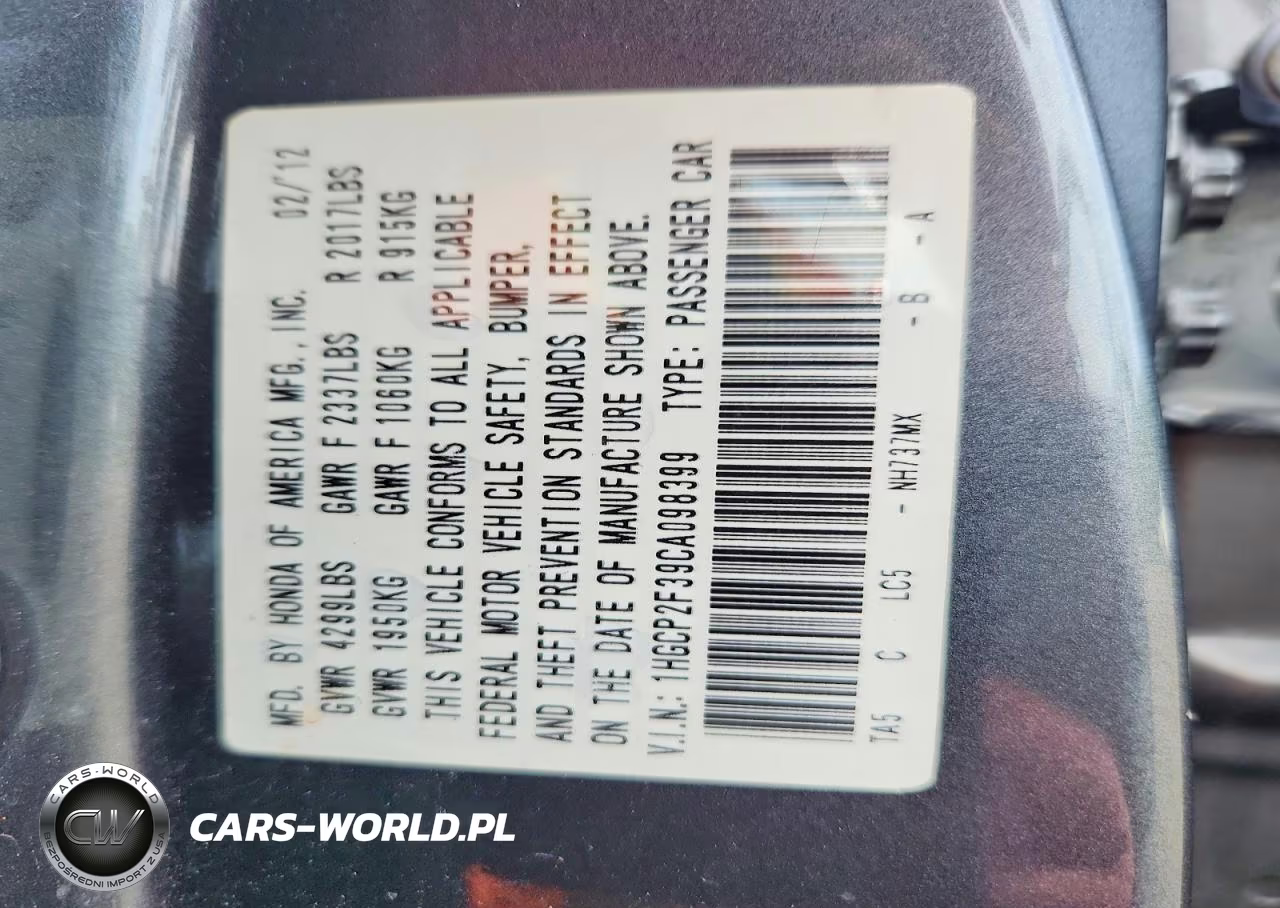 2012 Honda Accord Lx VIN:1HGCP2F39CA098399 - 12