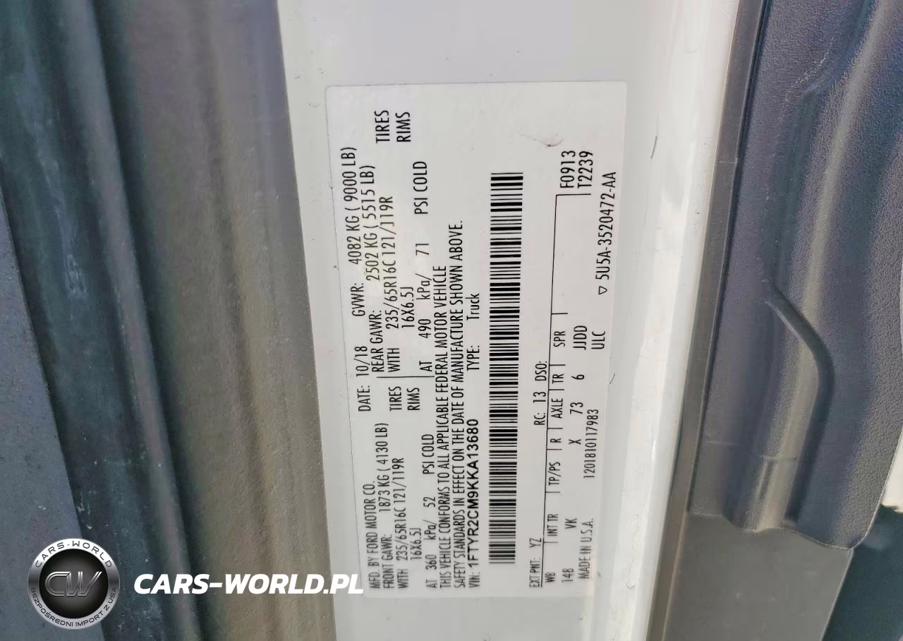 2019 Ford Transit T-250 VIN:1FTYR2CM9KKA13680 - 14