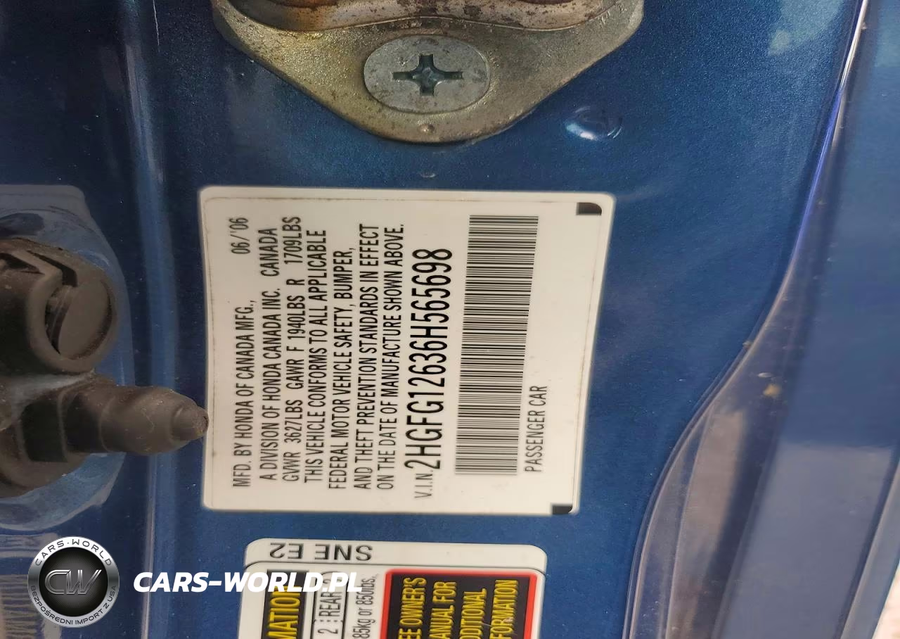 2006 Honda Civic Lx VIN:2HGFG12636H565698 - 12