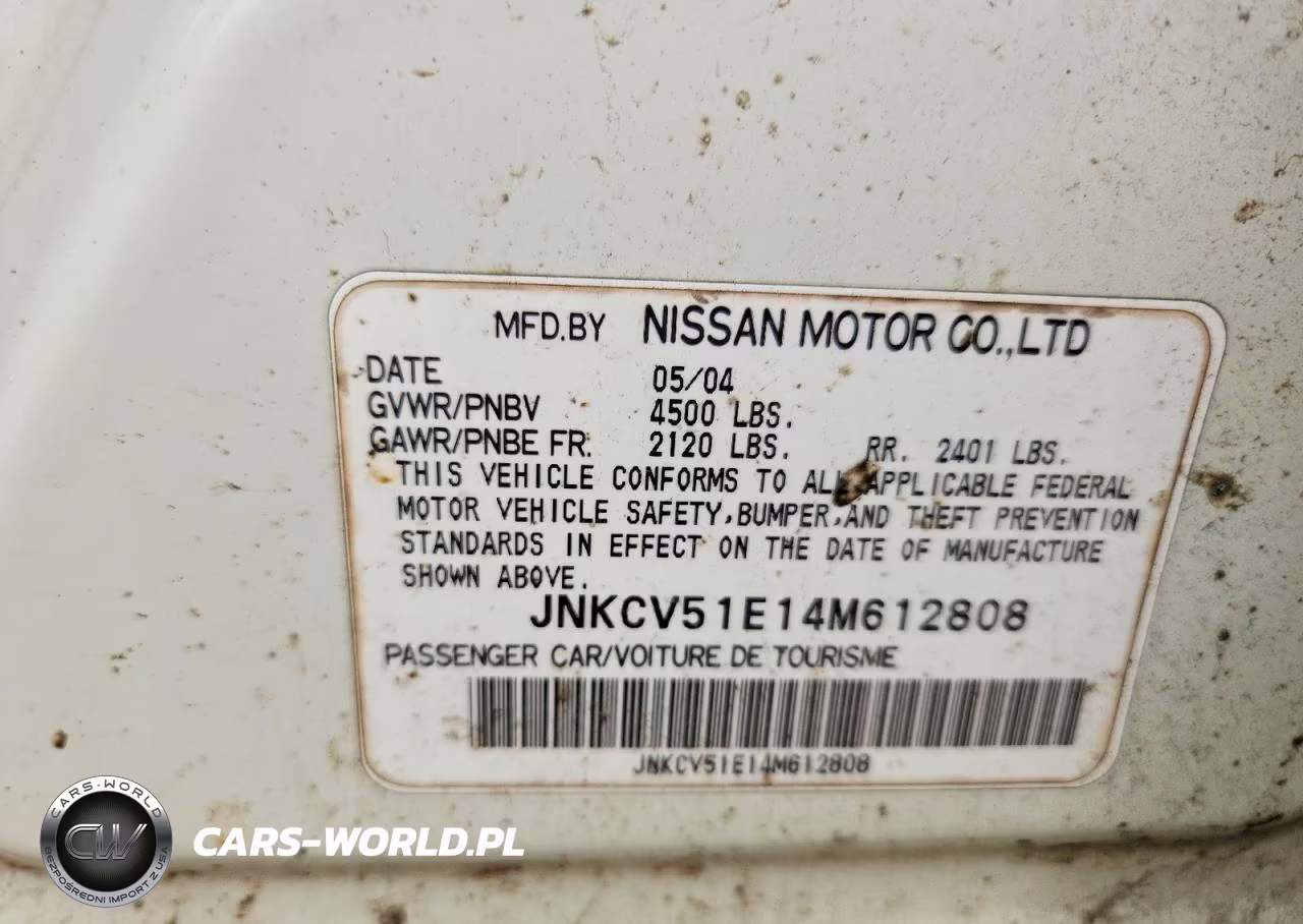 2004 Infiniti G35 Base VIN:JNKCV51E14M612808 - 12