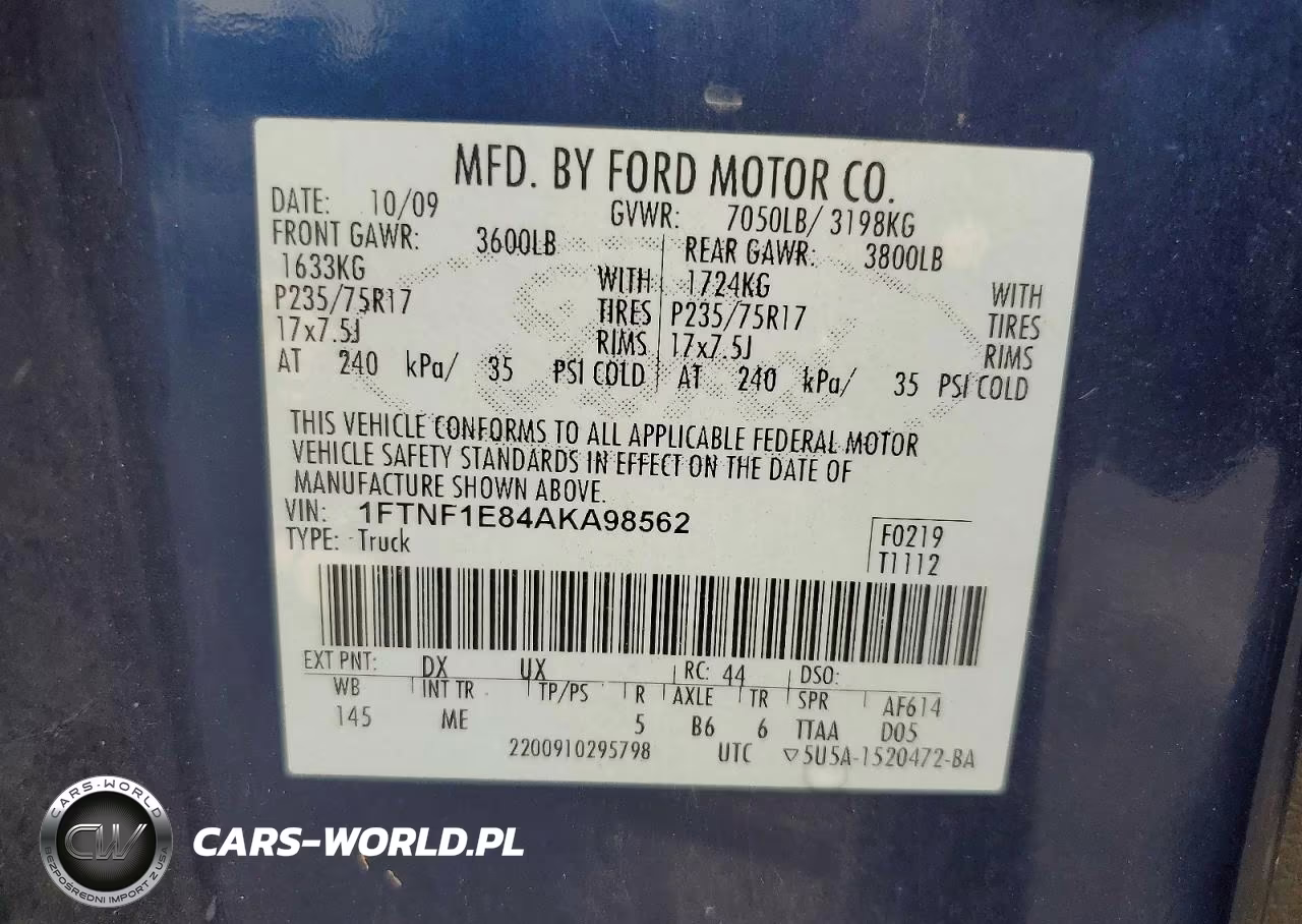 2010 Ford F150 VIN:1FTNF1E84AKA98562 - 12