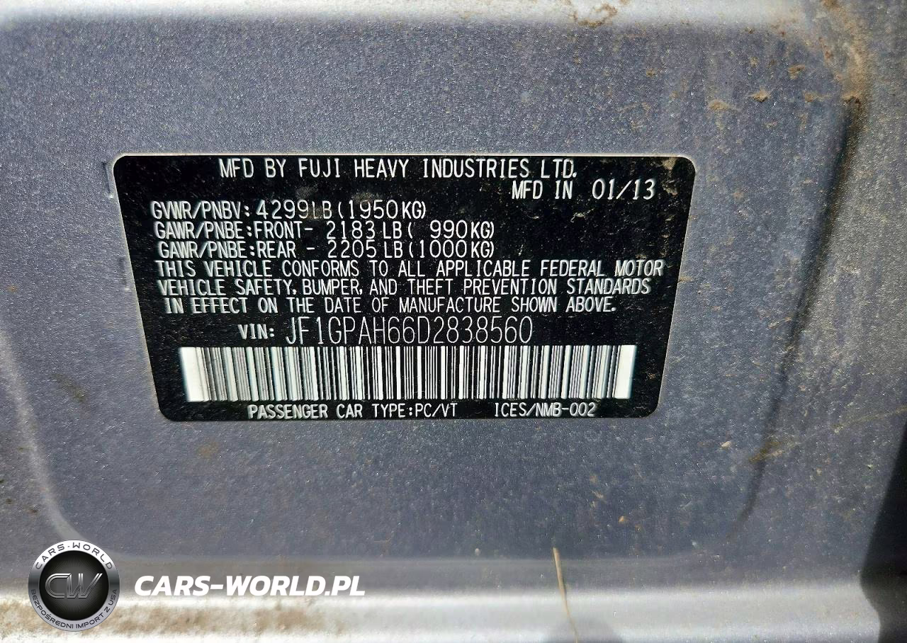 2013 Subaru Impreza Limited VIN:JF1GPAH66D2838560 - 12